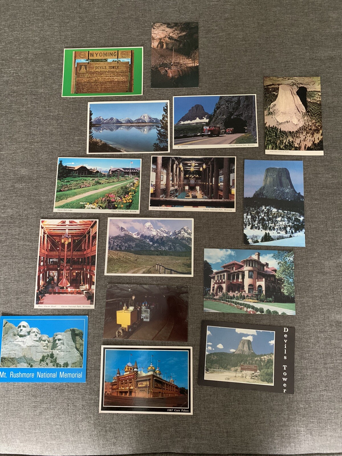 Yellowstone MT Rushmore Wyoming Brochures, 1946 Newspaper Article, Postcards Lot
