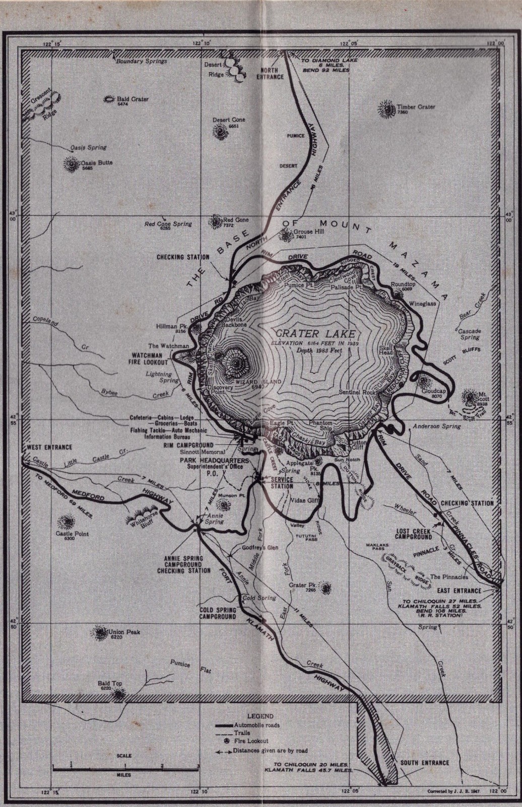 1950 Crater Lake Oregon National Park Vintage Tourist Rules Map Guide Brochure