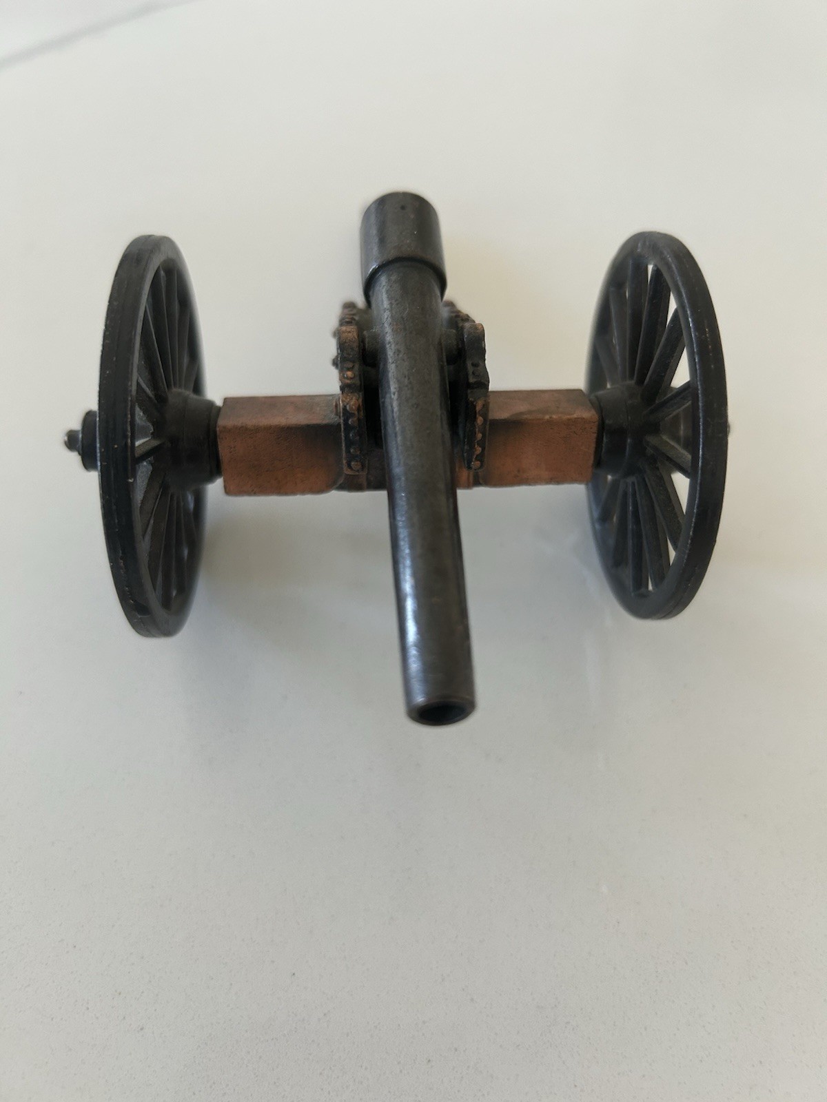Vtg Miniature Brass ,Cast Iron Cannon Pair Military Replica Civil War Style Deco
