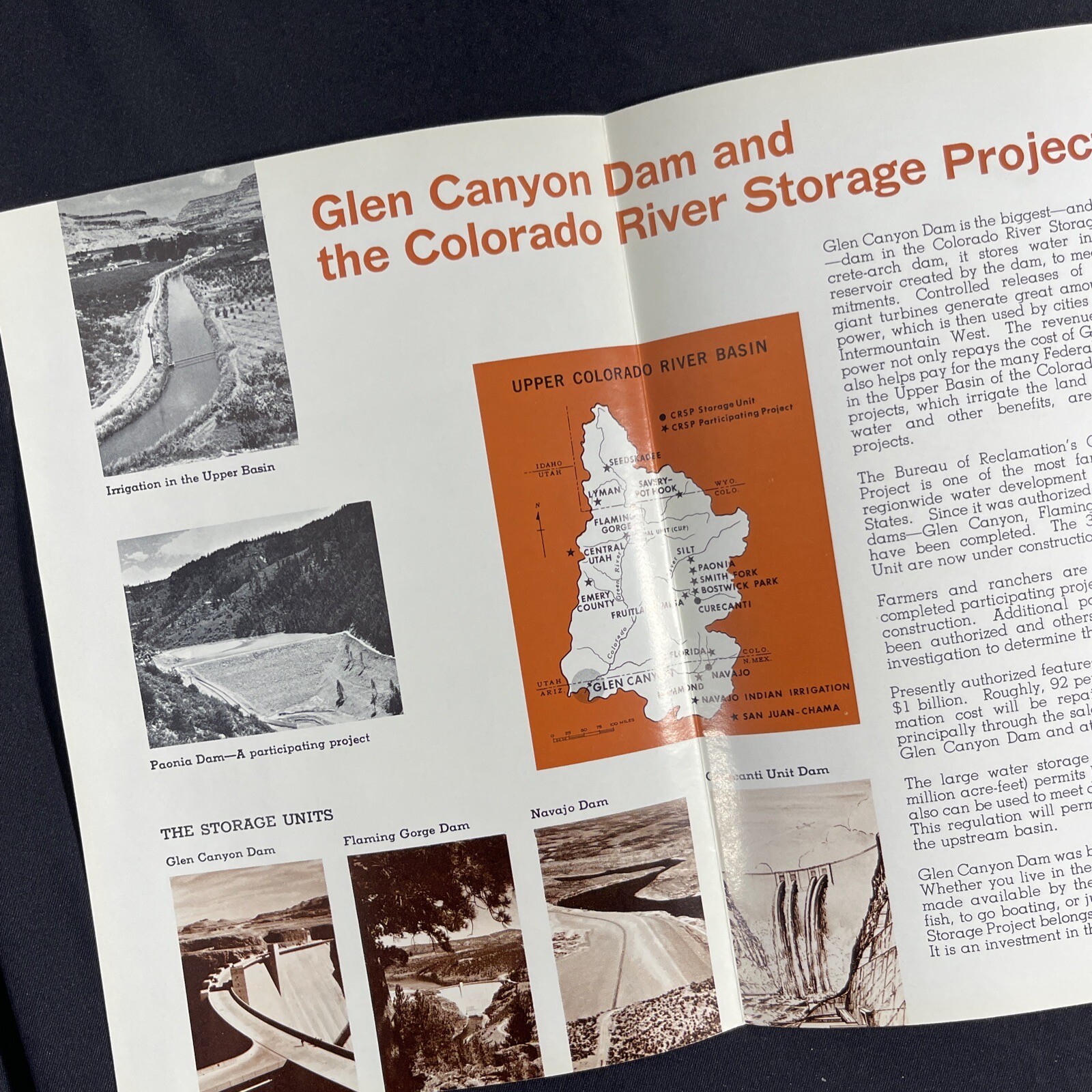 1967 Glen Canyon Dam Colorado River Storage AZ UT Vintage Travel Brochure