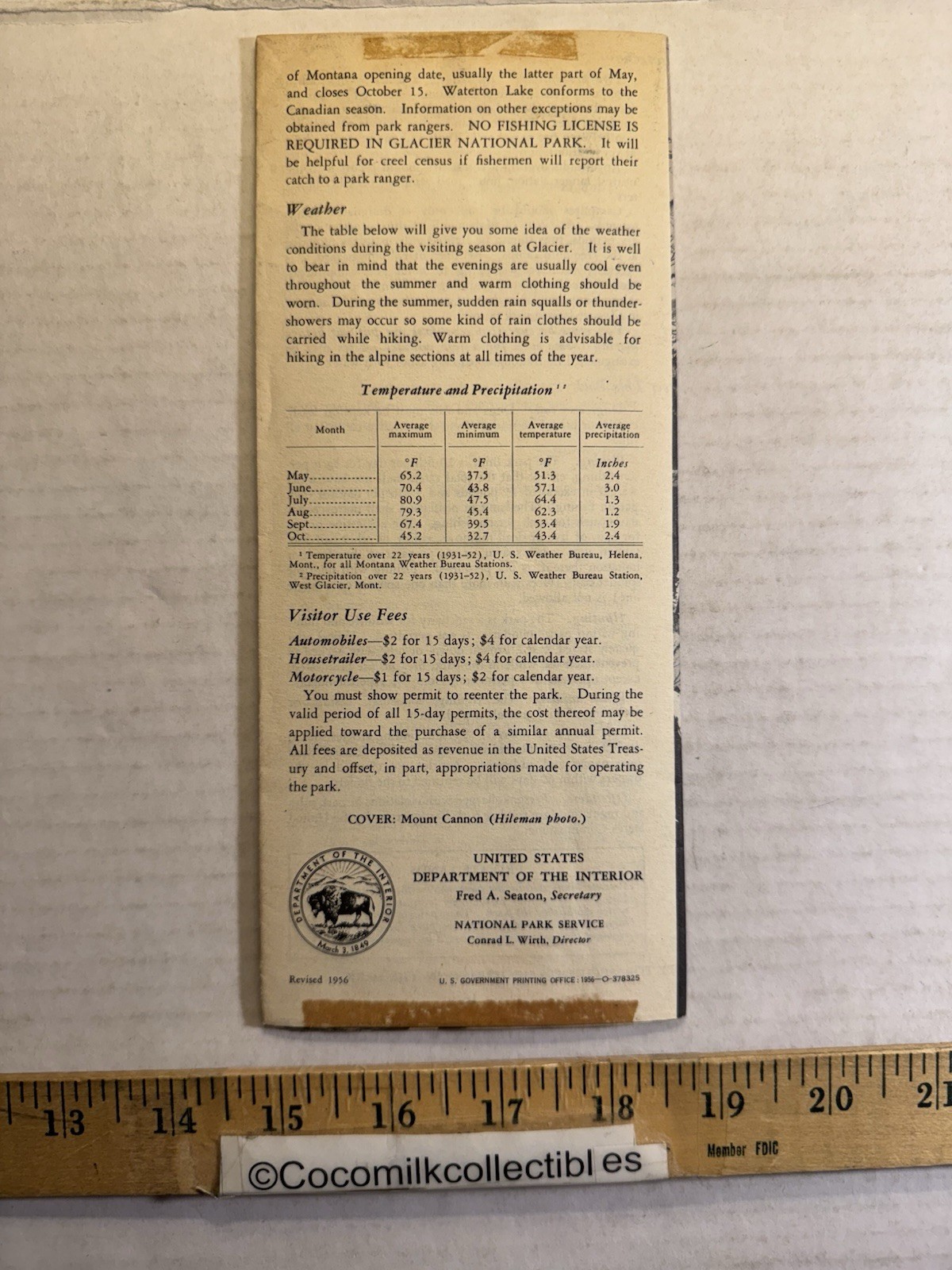 Vintage 1956 Glacier National Park Montana Information Brochure