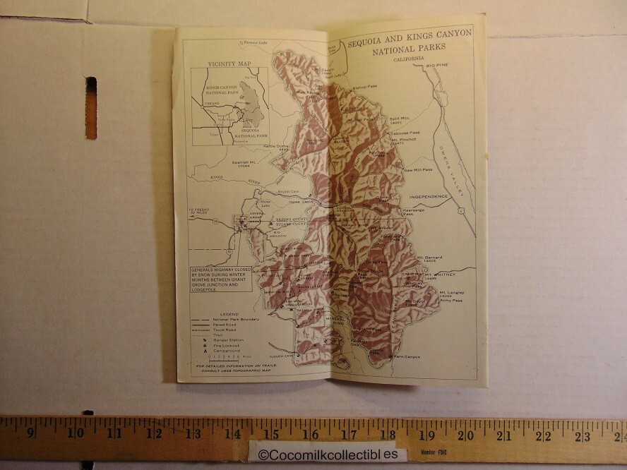 Vintage 1956 Sequoia and Kings Canyon National Parks California Brochure & Pass