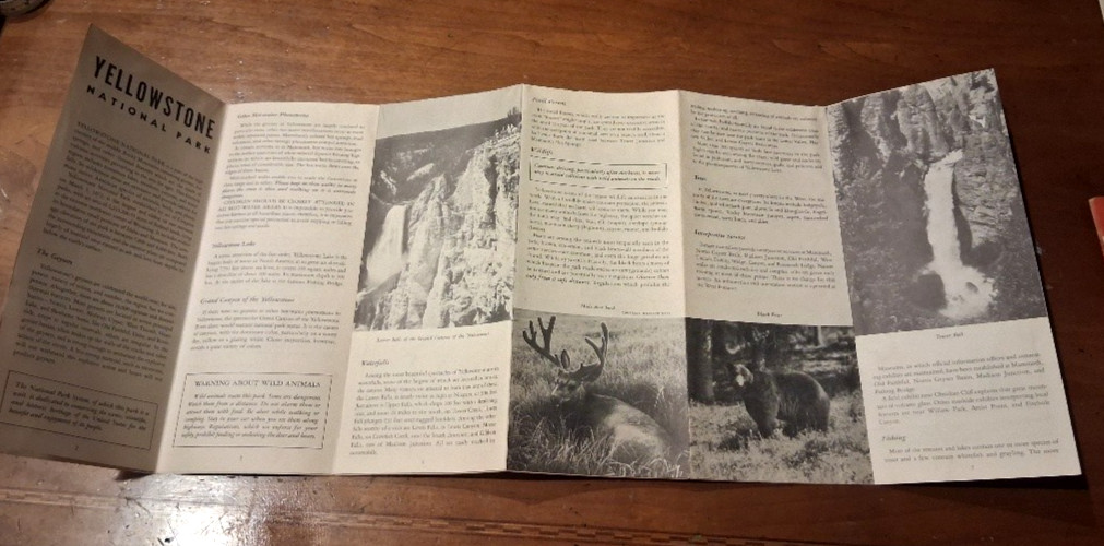 Yellowstone National Park – Vintage 1955 revised brochure map