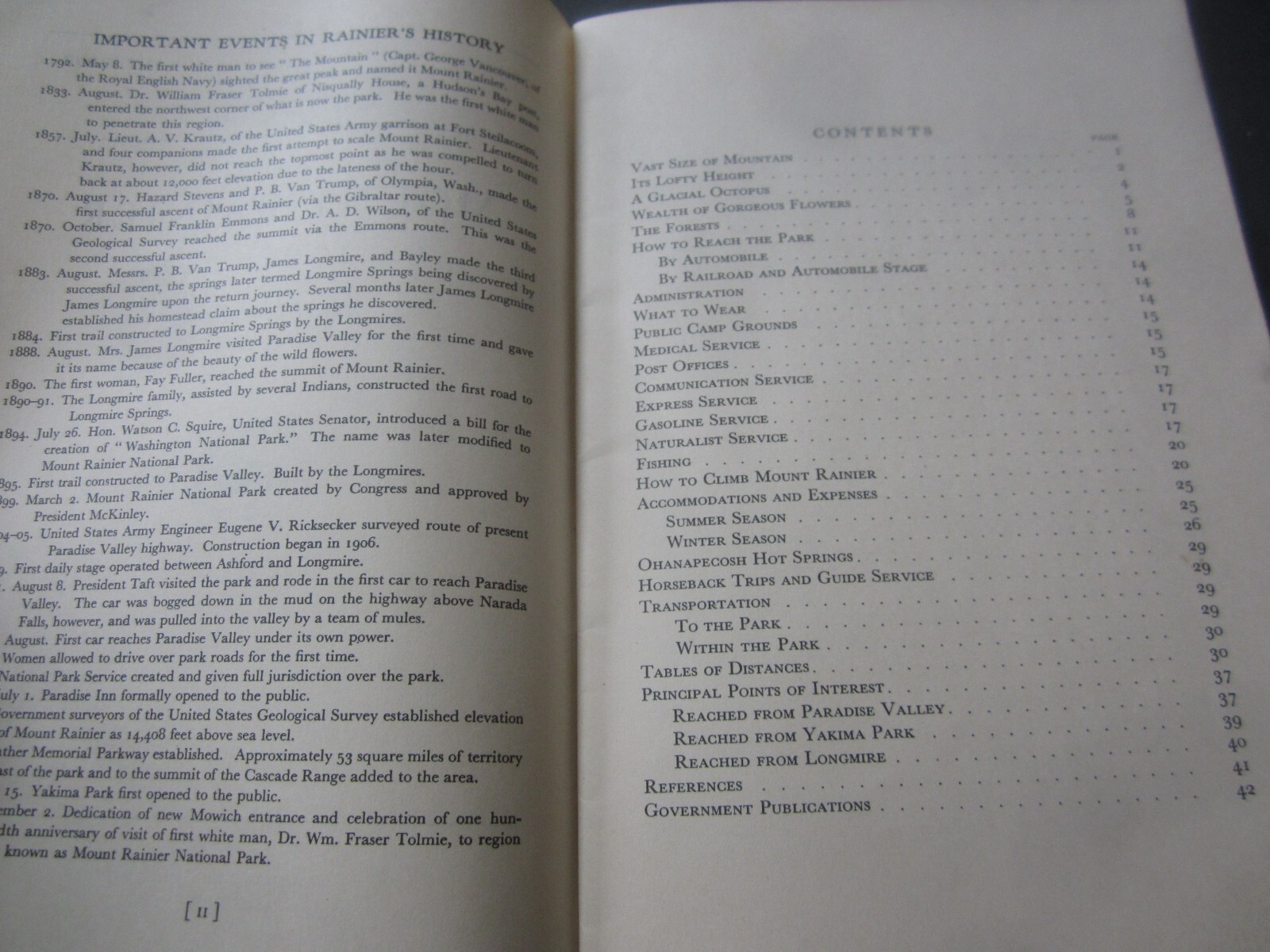 1934 – MOUNT RAINIER NATIONAL PARK – Washington – National Park Service BOOK