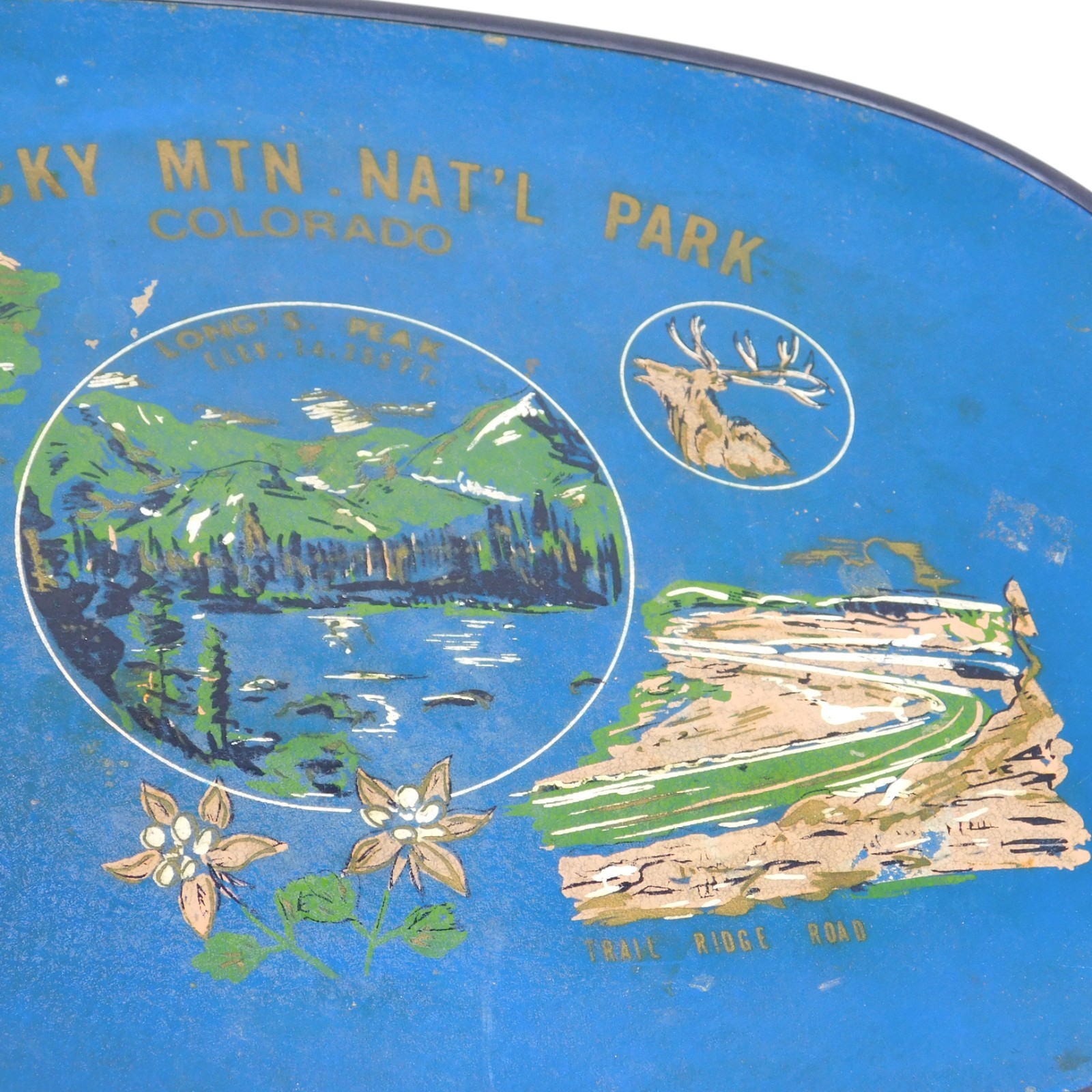 Vintage 1950s Rocky Mountains National Park Tourist Souvenir Serving Tray Japan