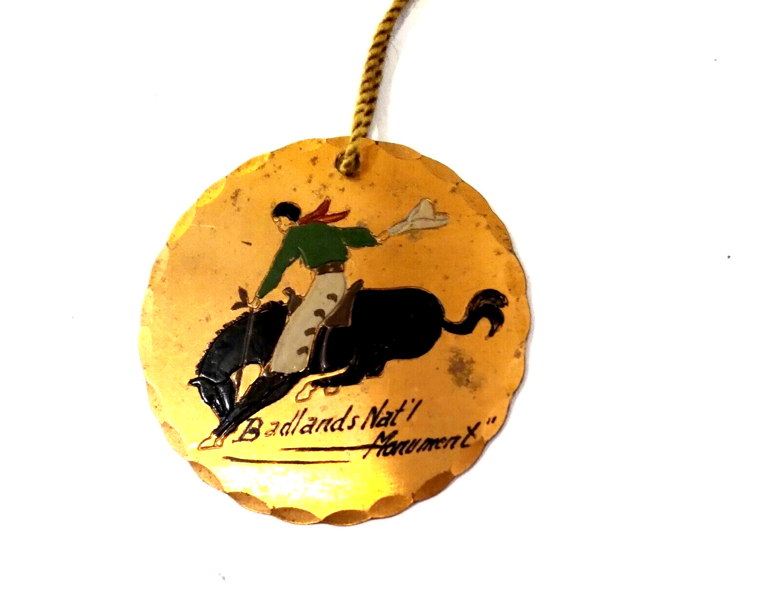 Vintage Hand Painted Copper Badlands National Monument SD Souvenir Bookmark