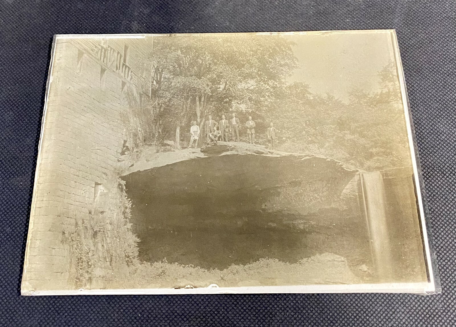 RARE Photo on Glass of Mill Creek Park’s (Youngtown Ohio) Lanterman’s Mill (OH)