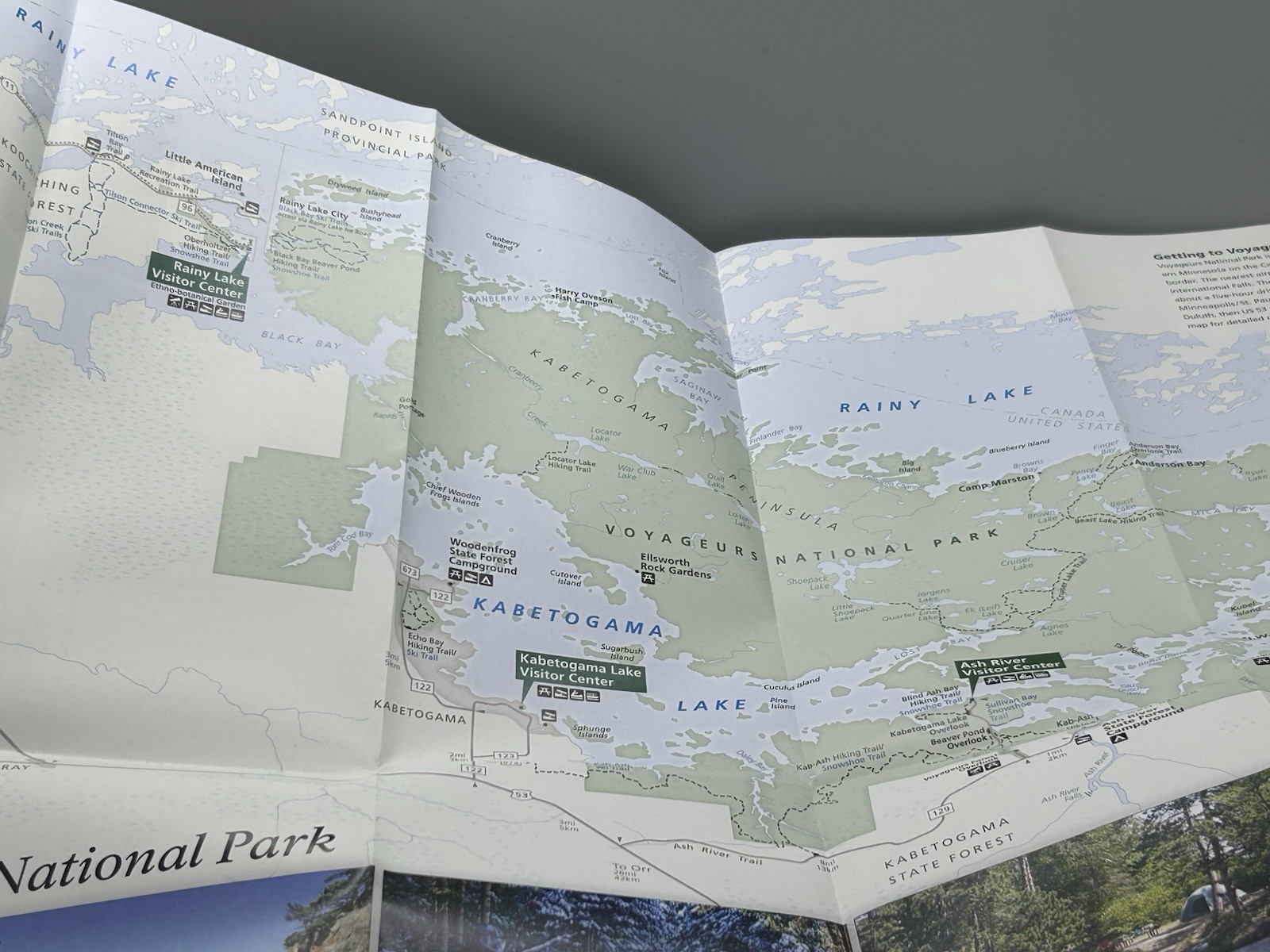 Voyageurs National Park Service NPS UniGrid Brochure/Foldout Map Minnesota Lakes