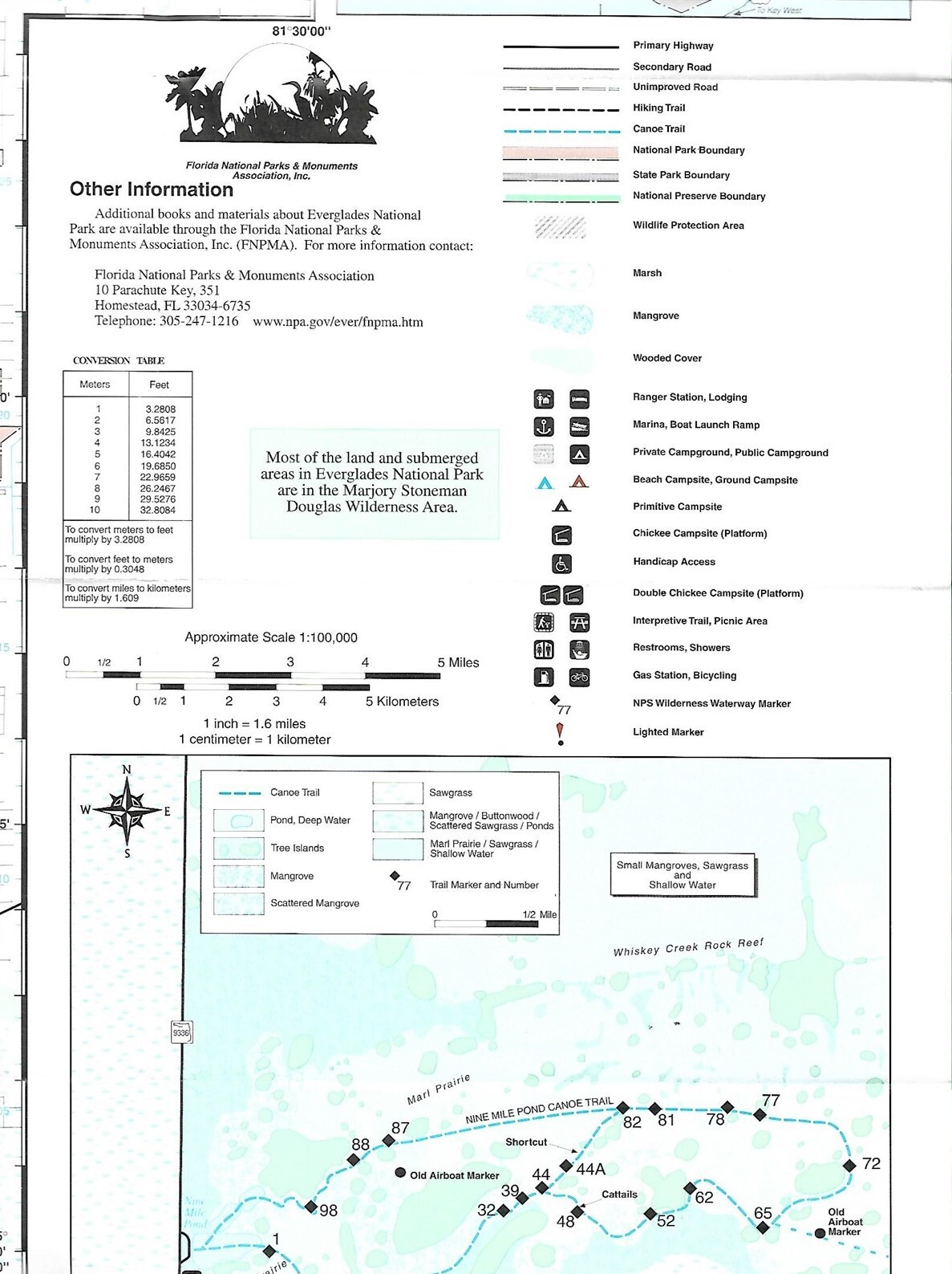 1995 Trails Illustrated Topographic Map EVERGLADES NATIONAL PARK Waterproof