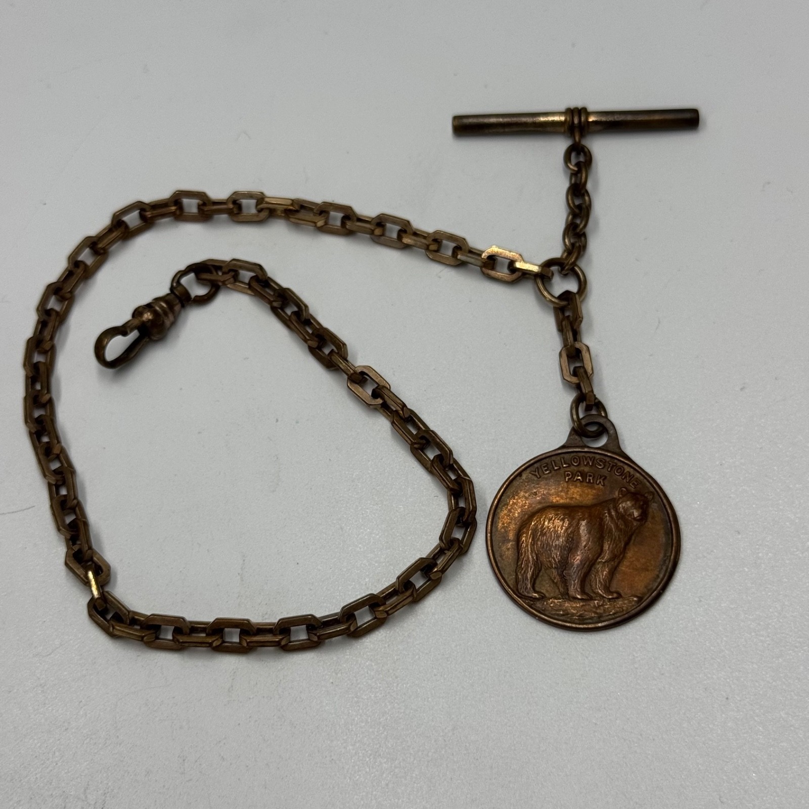 Antique Yellowstone National Park Bear Watch Chain Fob Souvenir F&C Co.