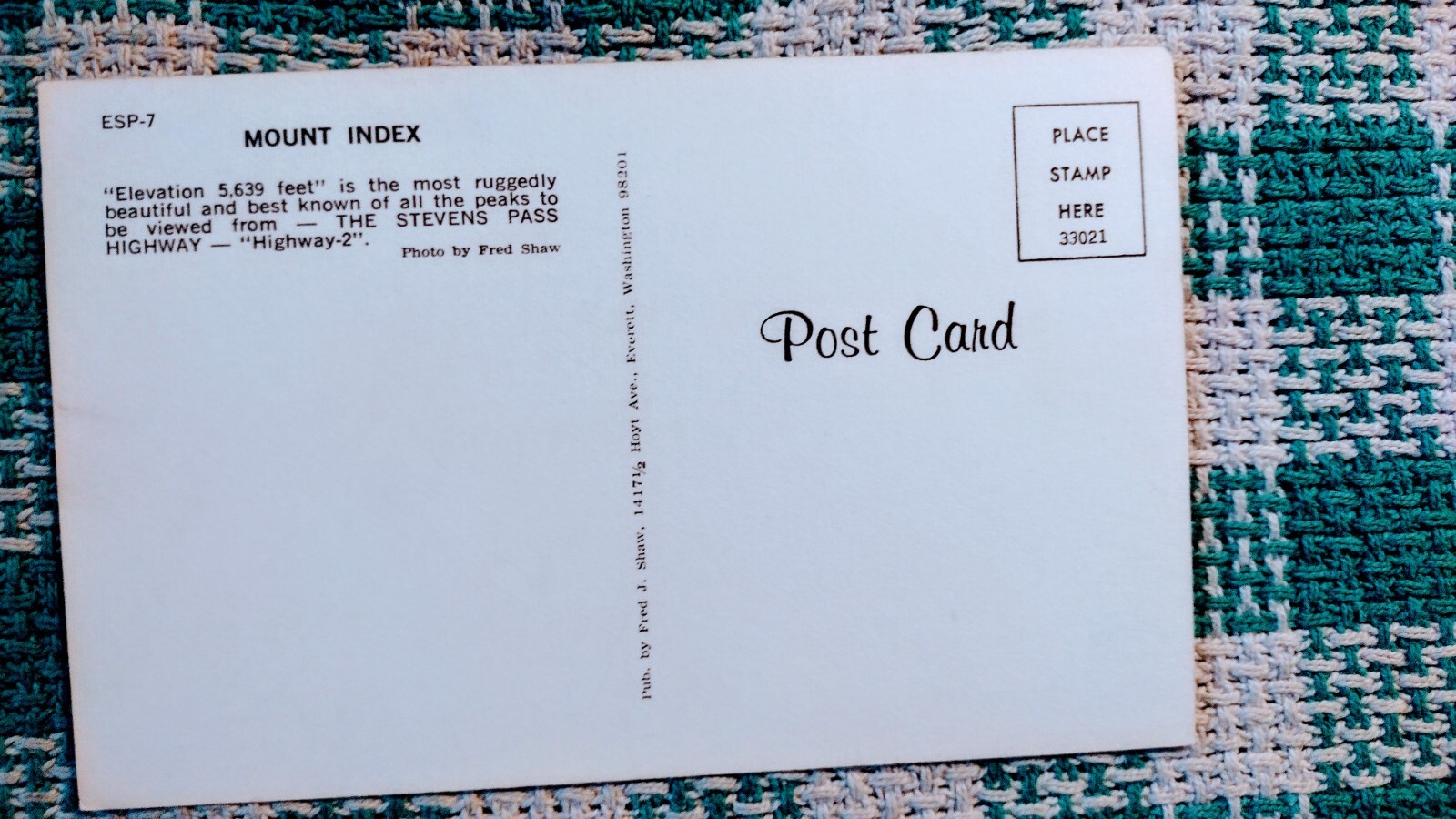 VINTAGE POST CARD MOUNT INDEX STEVENS PASS HIGHWAY WASHINGTON