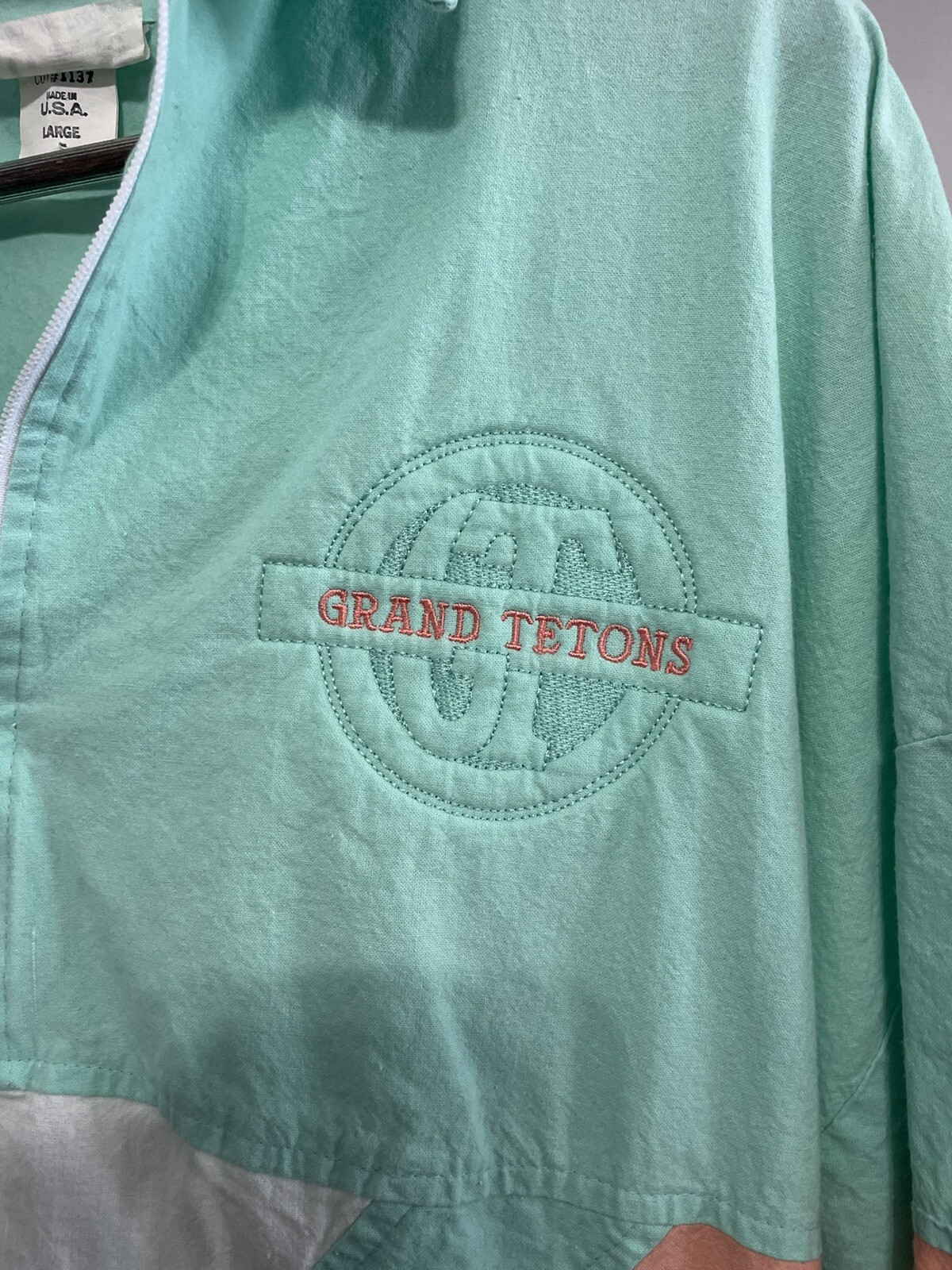 Rare Vintage Grand Teton National Park Light Weight 1/4 Zip, Womens L Retro USA
