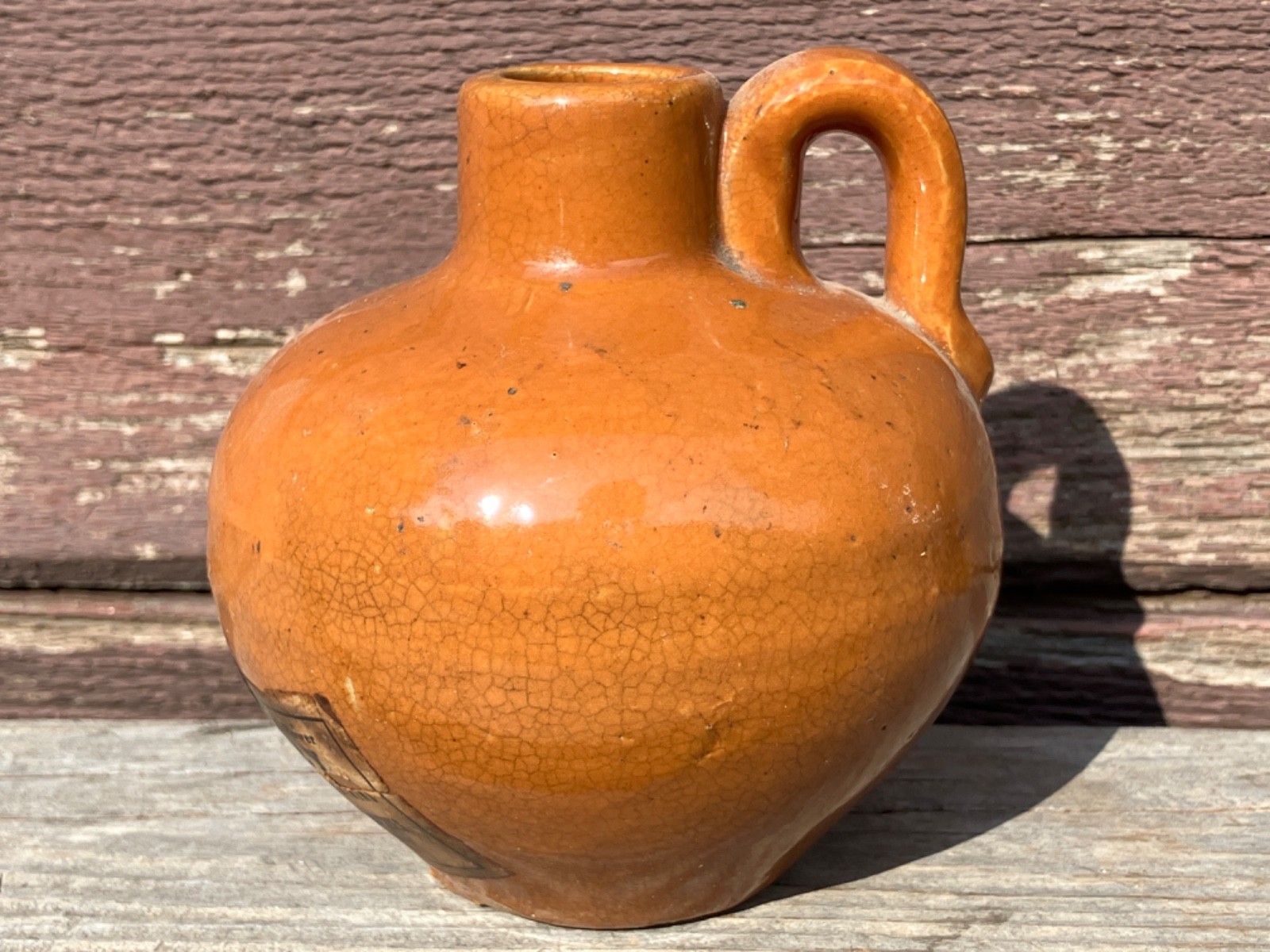 VTG GREAT SMOKY MOUNTAINS POTTERY LT BROWN HONEY STONEWARE JUG LABEL GATLINBURG