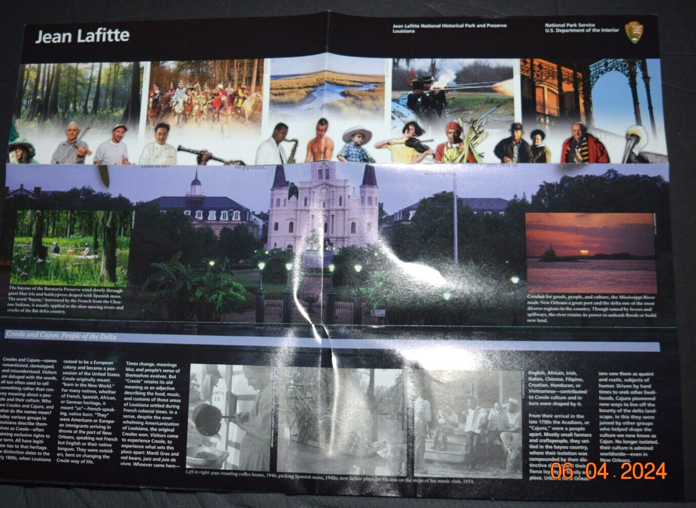 NPS NTL HISTORICAL LOUISANA BROCHURE “Jean Lafittte,” (4.00″ x 8.25″ Folded) New