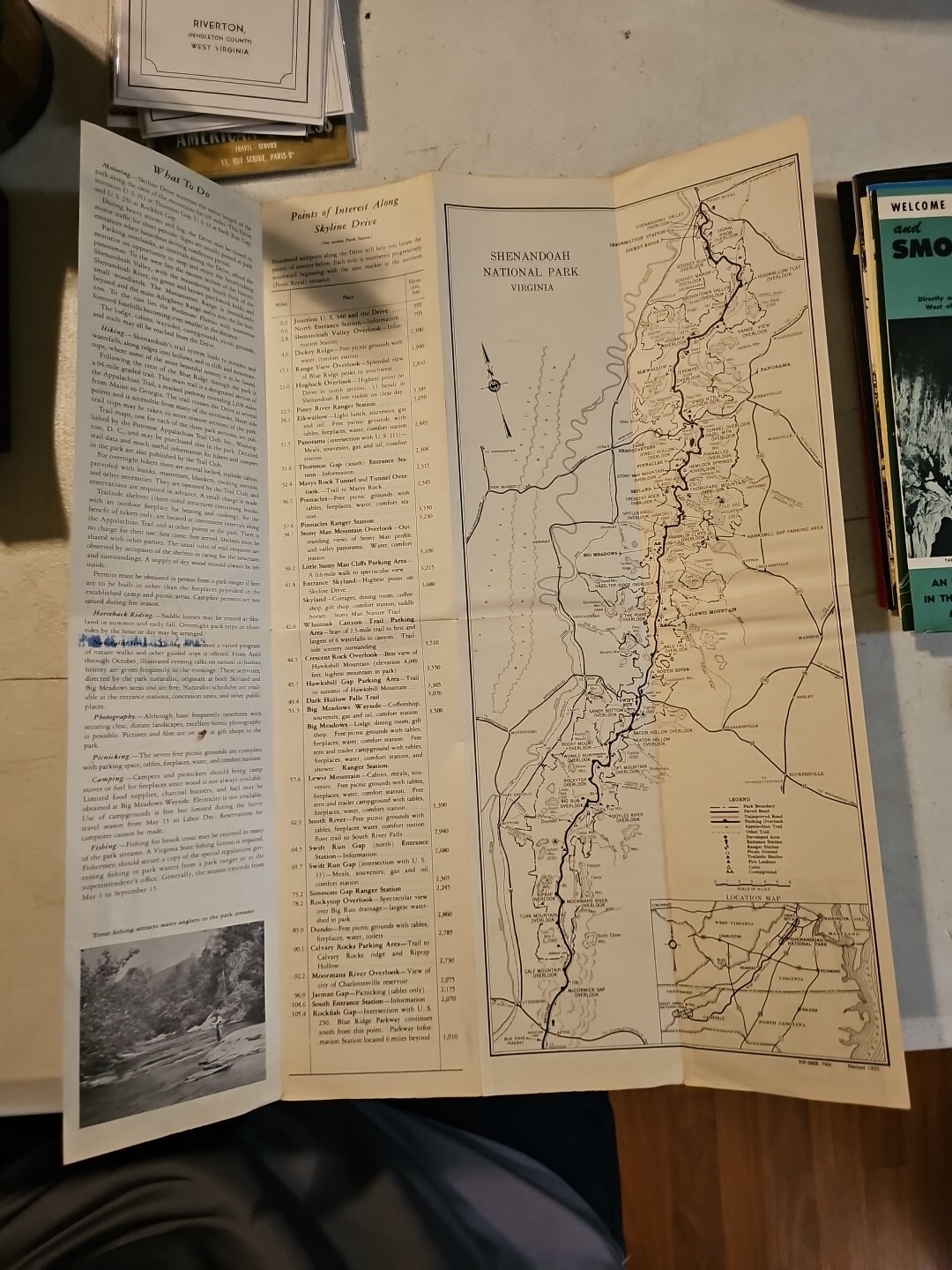 Vintage 1953 Shenandoah National Park Virginia Travel Motorists Guide Map READ