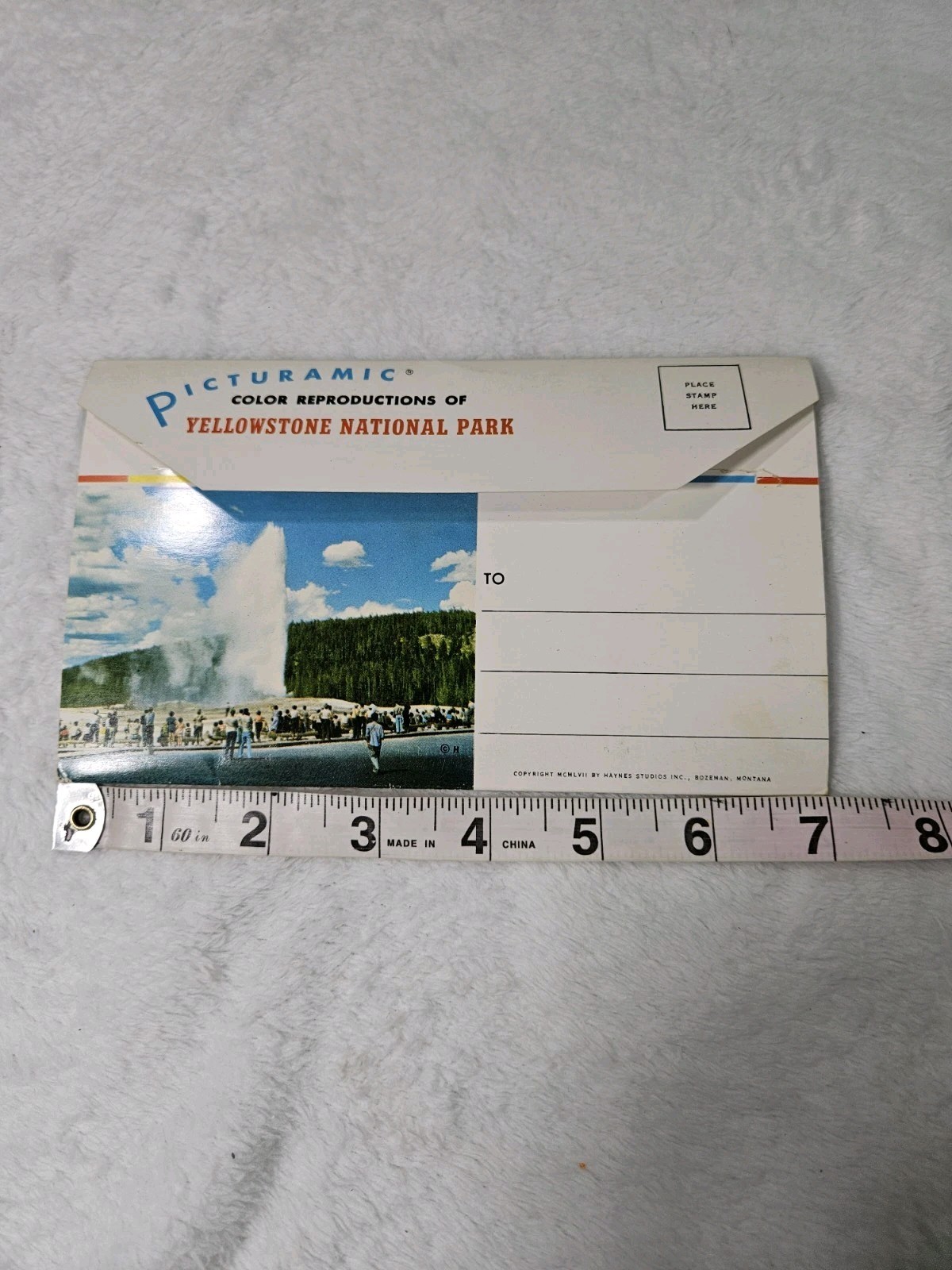 YELLOWSTONE NATIONAL PARK 1957 “PICTURAMIC” Unused Post Card With Photos