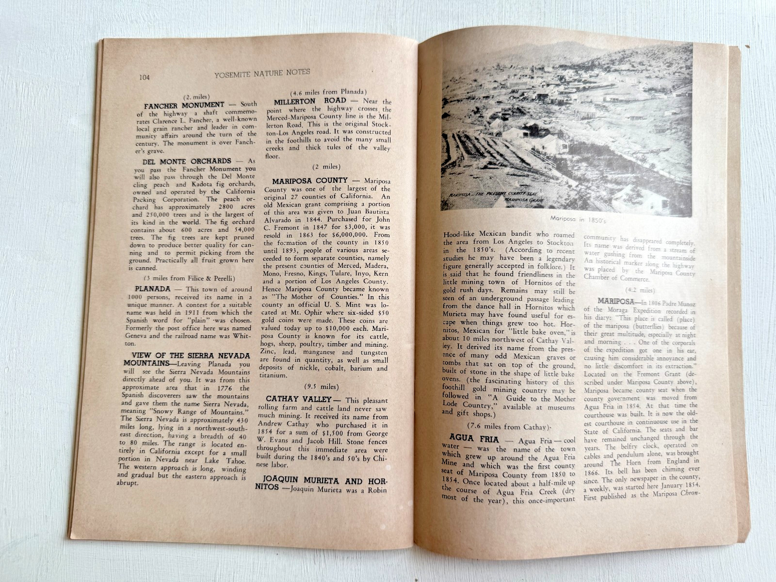 1956 Self Guided Auto Tour Book of Yosemite National Park