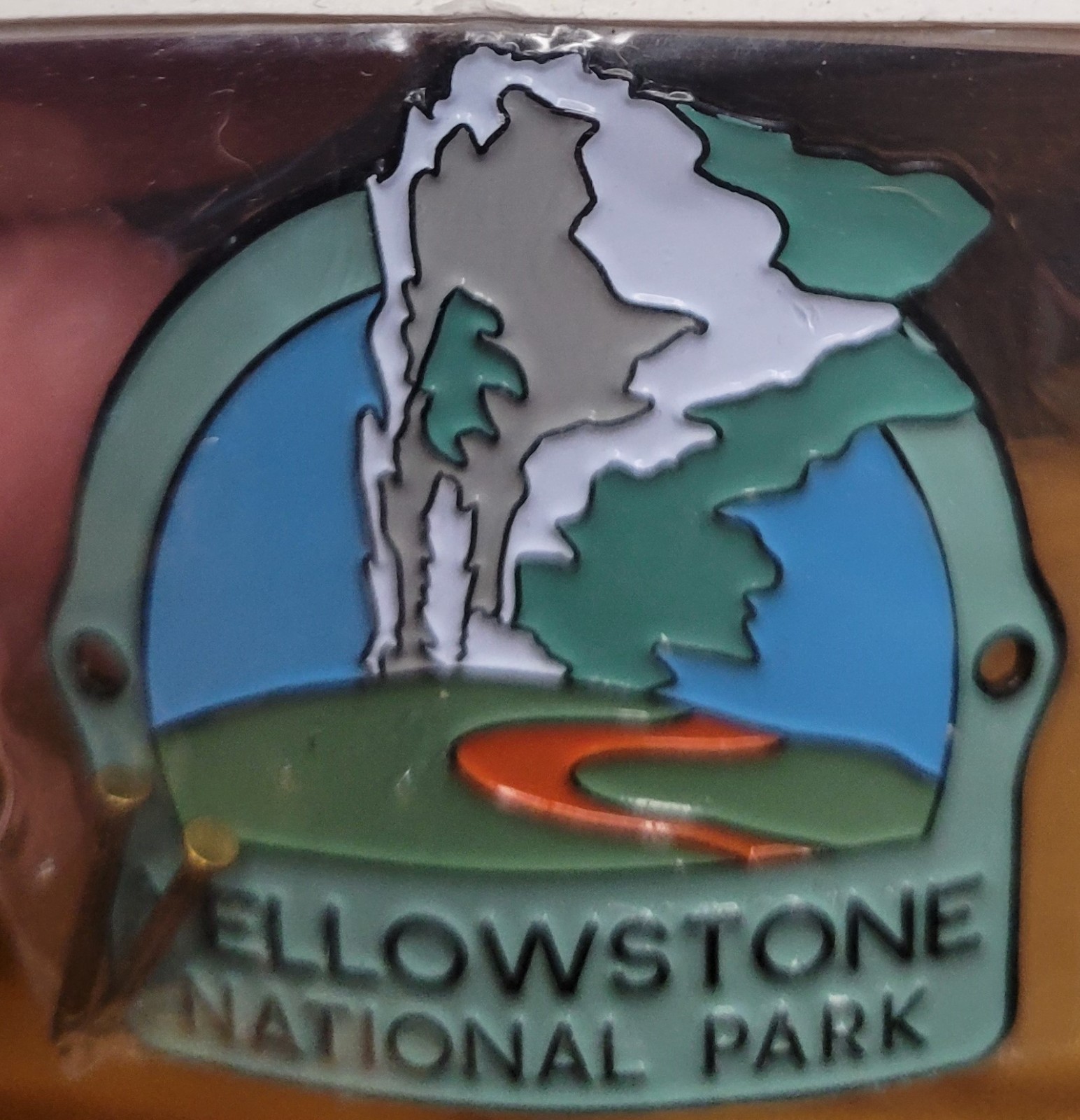 Yellowstone National Park Old Faithful Geyser Walking Stick Medallion