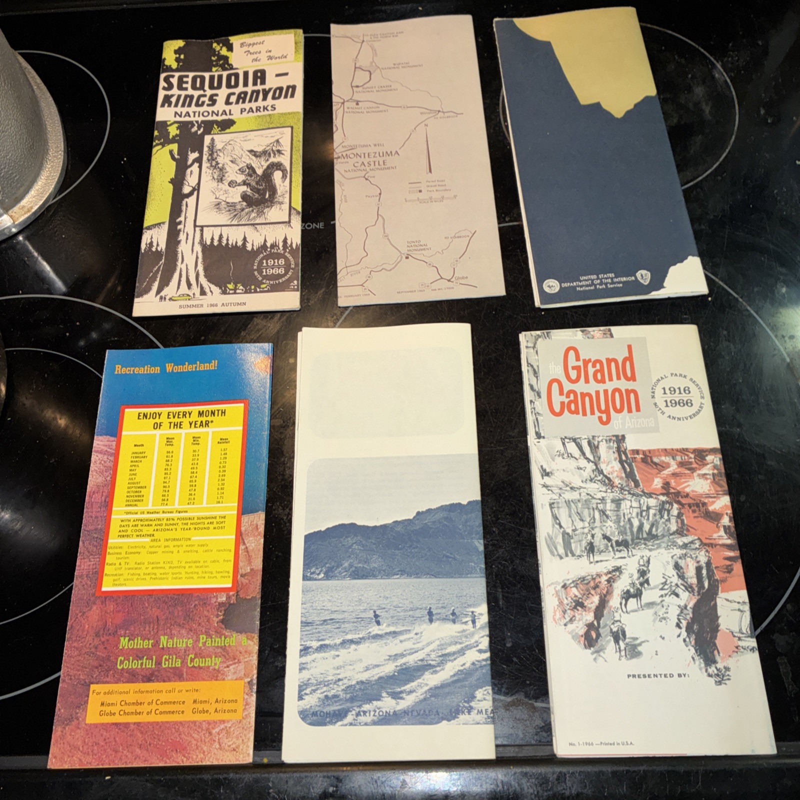 1966 Lot Of 6 National Park Brochure Grand Canyon Sequoia Mead Others