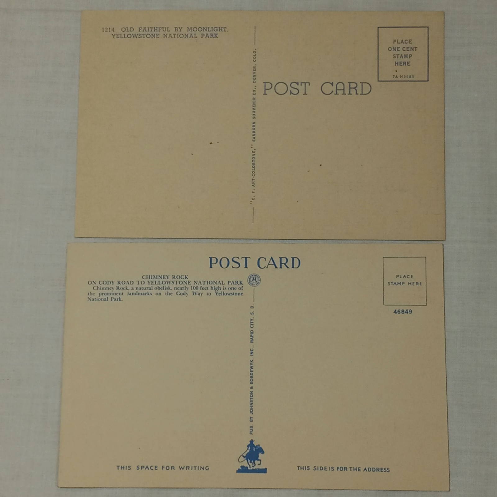 1950 Yellowstone National Park Ticket Permit + 9 Unposted Linen Postcards