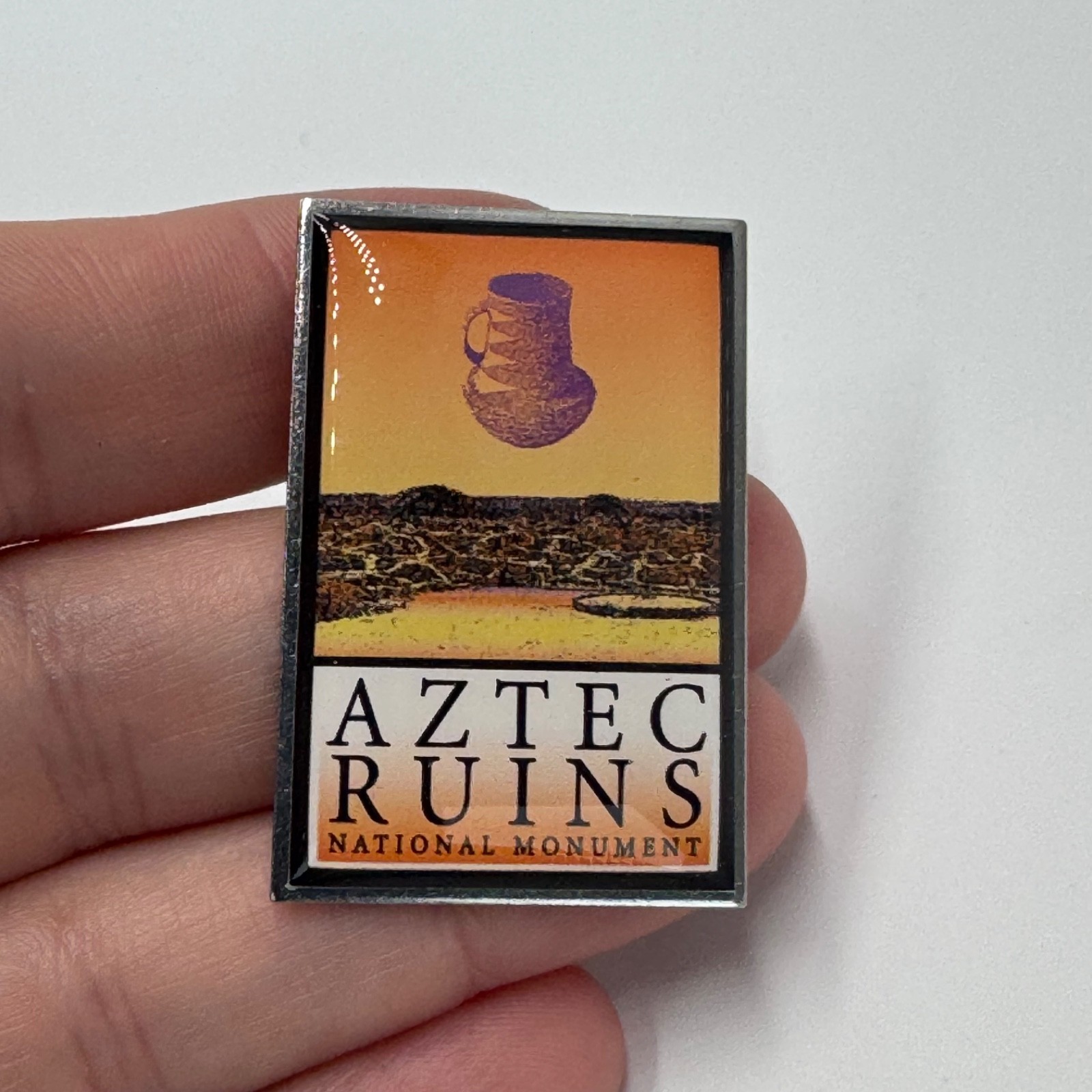 Vintage Aztec Ruins National Monument Scenic Lapel Pin New Mexico Travel