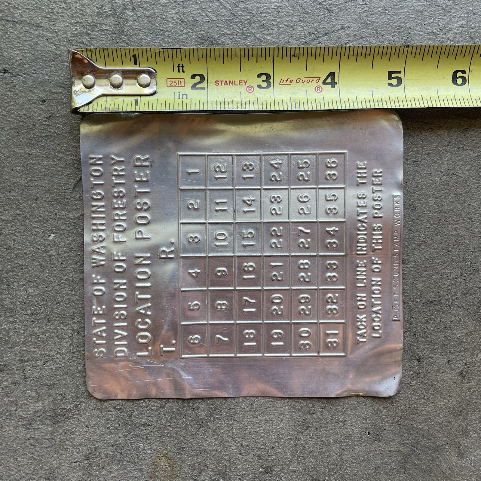 VTG WA Div of Forestry Service Survey Location Aluminum Metal Poster Sign
