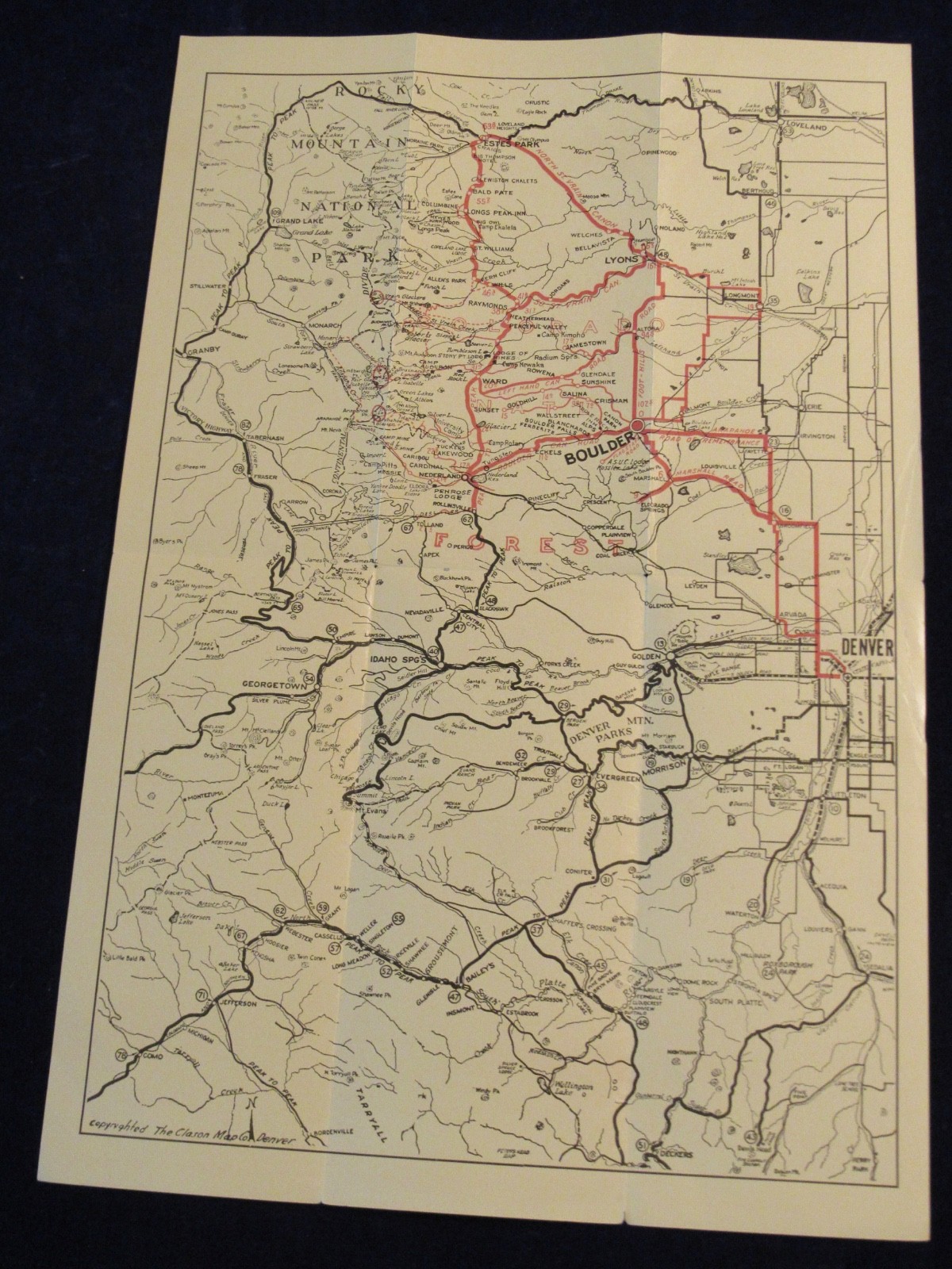 Vtg 1923 Boulder CO Entrance to Roosevelt Nat Forest & Glacier Brochure Map C273
