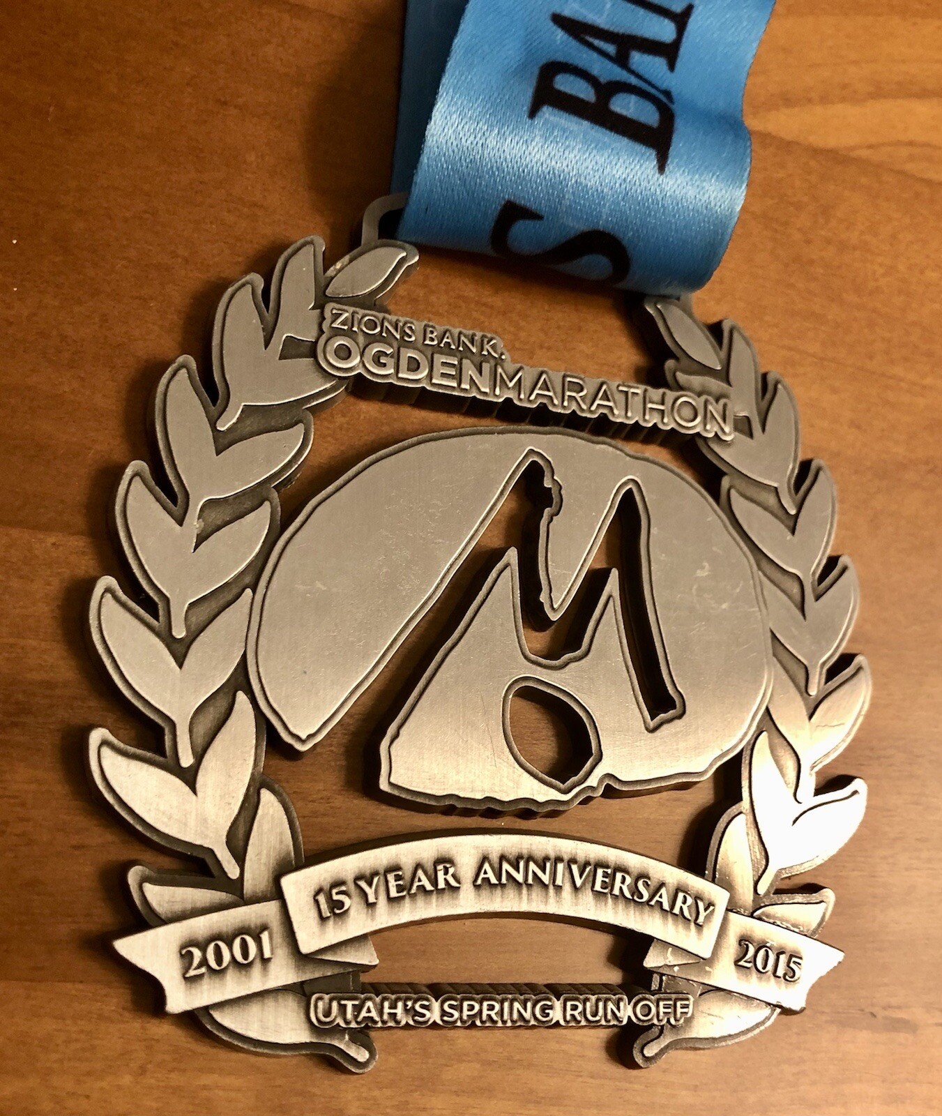 2015 Zion’s Bank Ogden Marathon Finisher 26.2 Mile Race Run Medal Award Utah UT