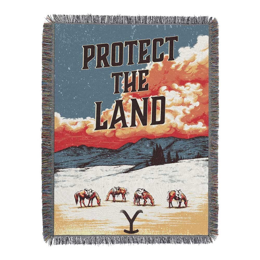 Yellowstone Dutton Ranch “Protect the Land” Woven Tapestry Throw Blanket