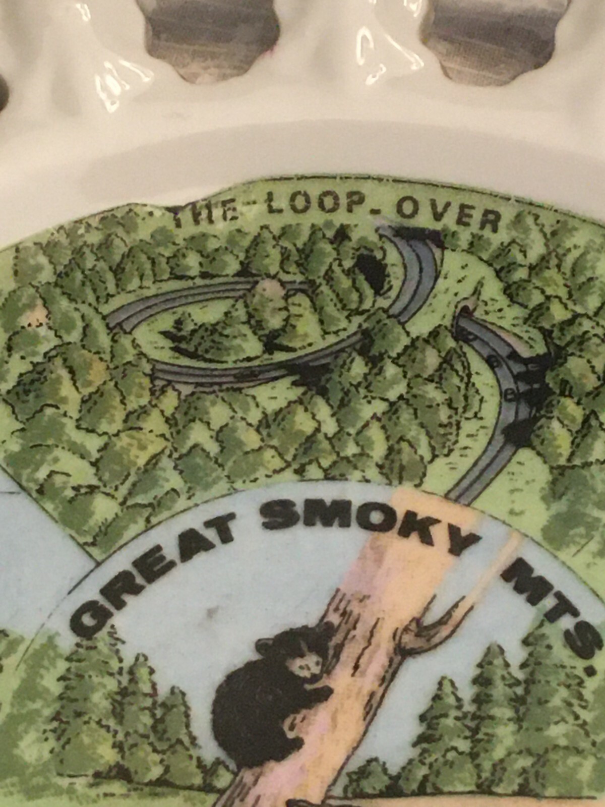 vintage souvenir plate Great Smoky Mts Black bear