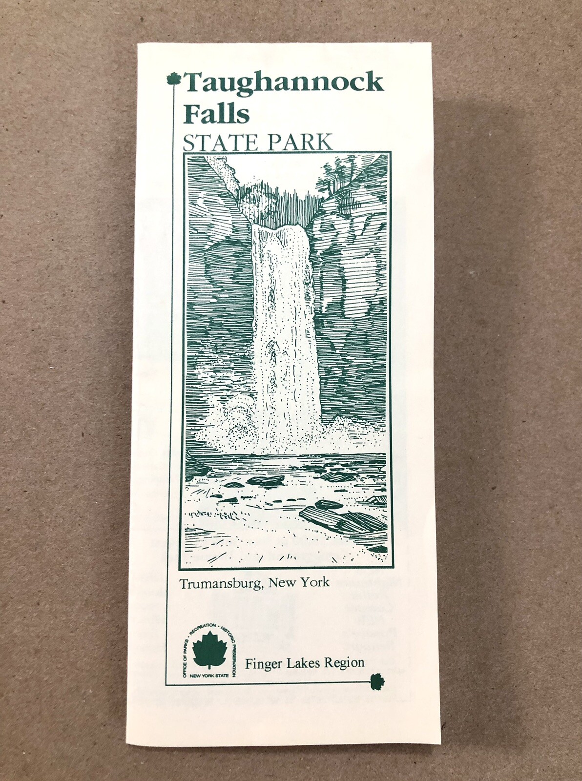 Taughannock Falls State Park, Vintage Map & Brochure (Trumansburg, New York) VG