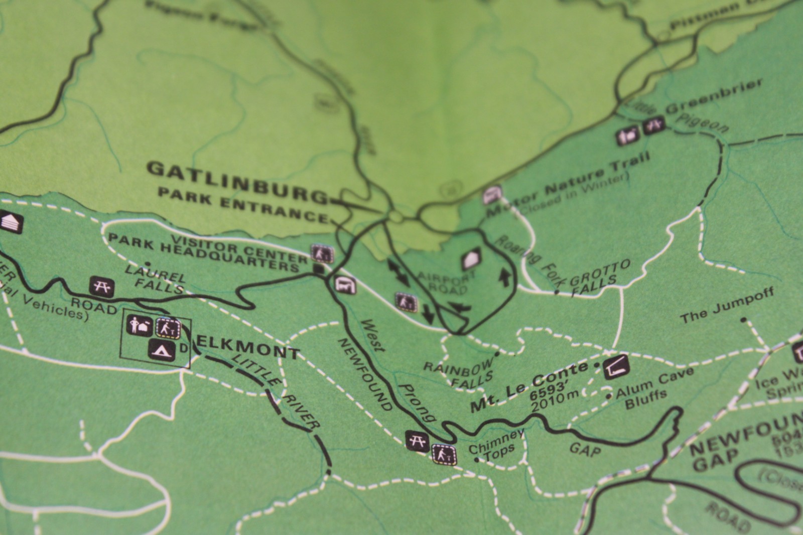Vintage Great Smoky Mountains National Park fold out map 1976