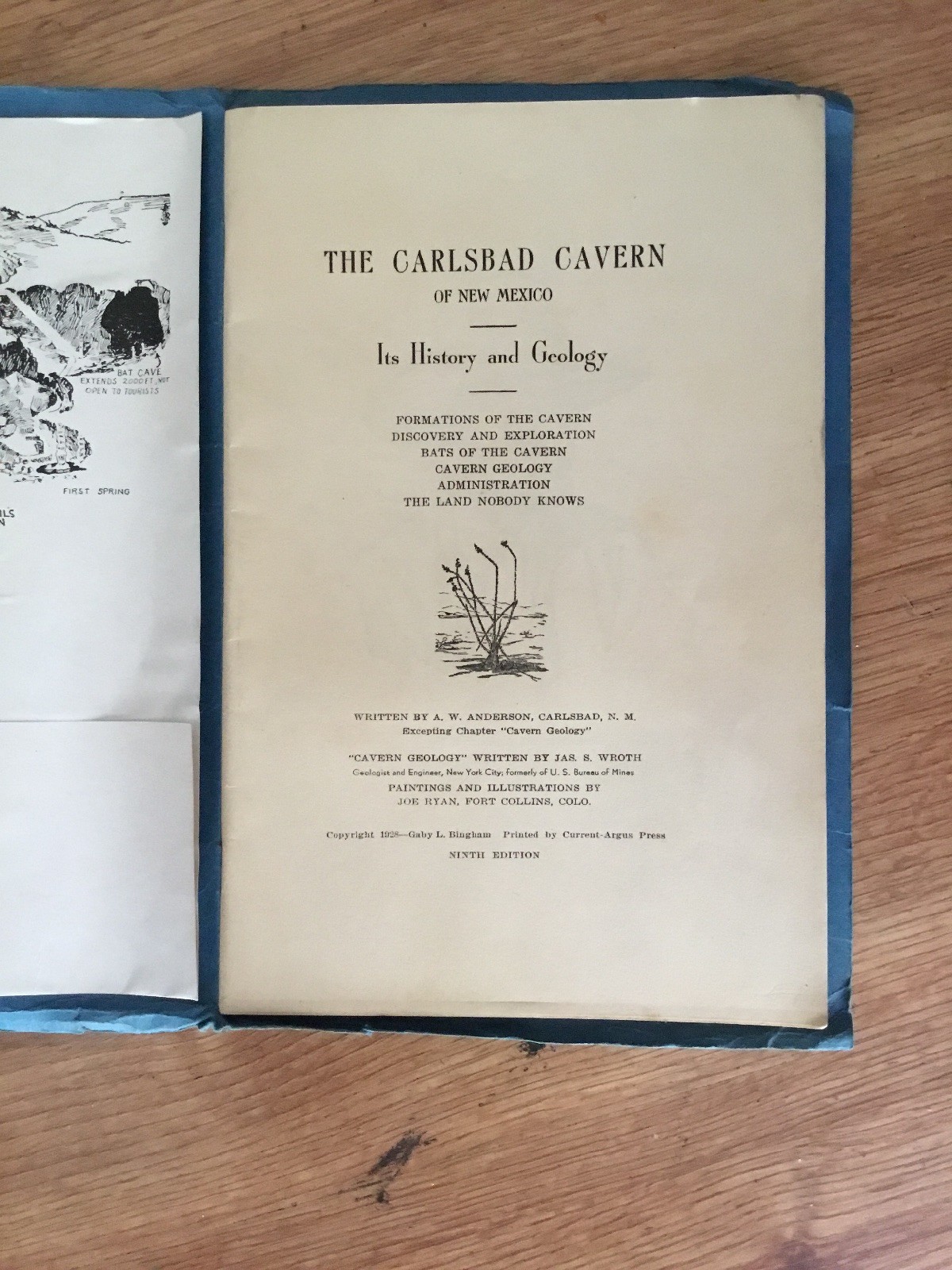 Vtg Carlsbad Cavern of New Mexico Its History Geology 9th Edition 1928