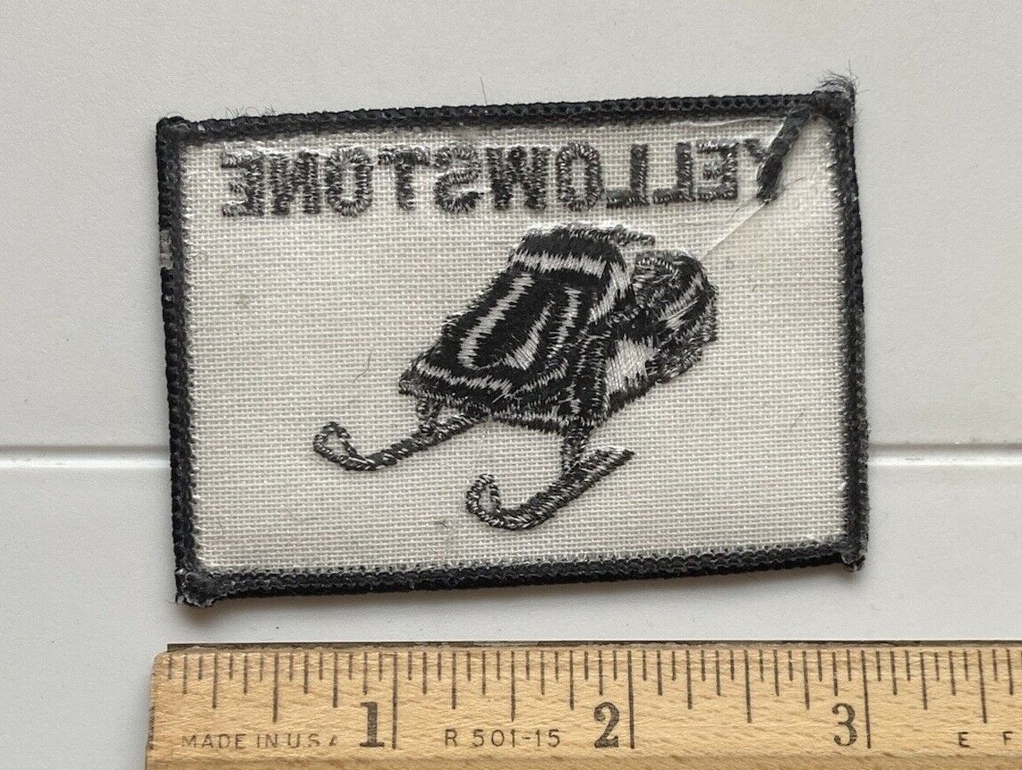 Yellowstone Snowmobiling Snowmobile Winter Sporting Black White Patch Badge