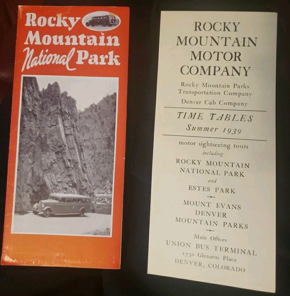 1930s ROCKY MOUNTAIN NATIONAL PARK MOTOR COMPANY DENVER CAB 2 BROCHURES