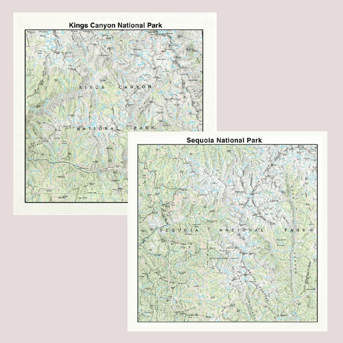 California National Park Bandanna 2-Pack Bundle Sequoia Kings Canyon Map Nature
