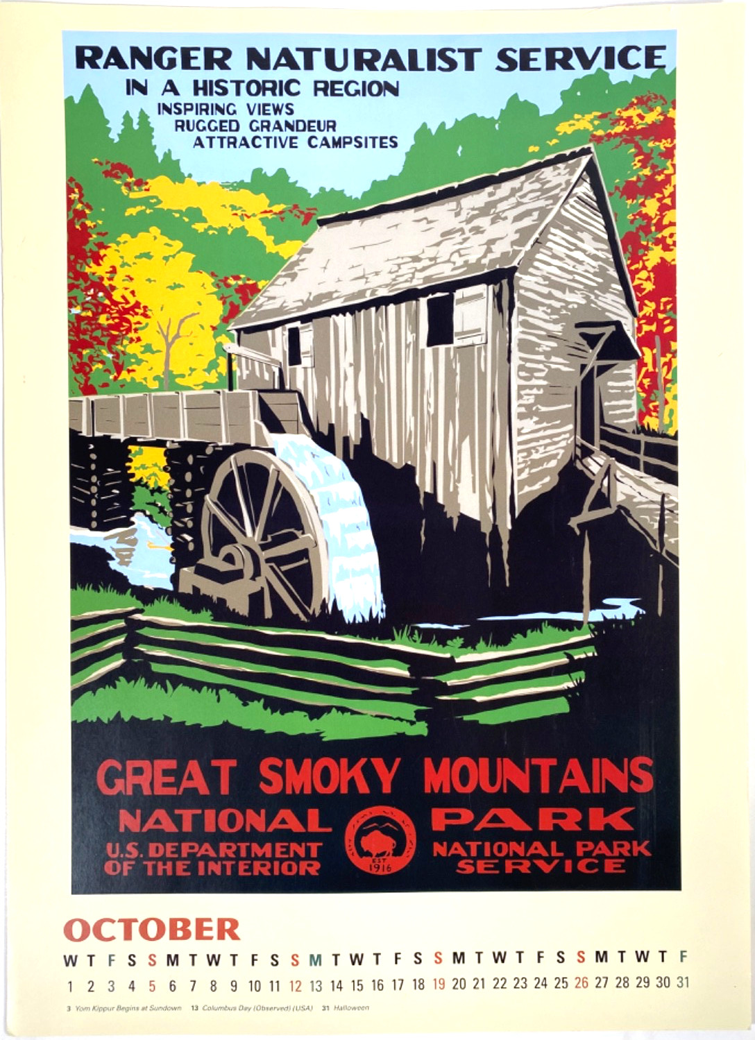 2014 GREAT SMOKY MOUNTAINS NATIONAL PARK calendar poster print TENNESSEE & N.C.