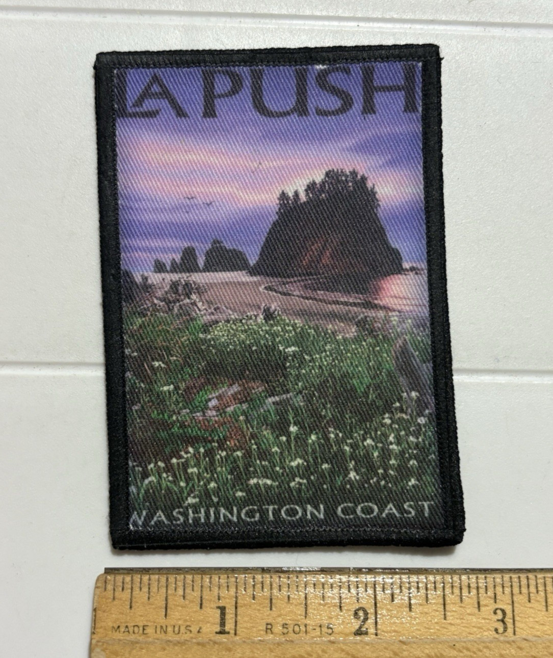 La Push Olympic Peninsula Washington Coast Souvenir Screenprint Patch Badge