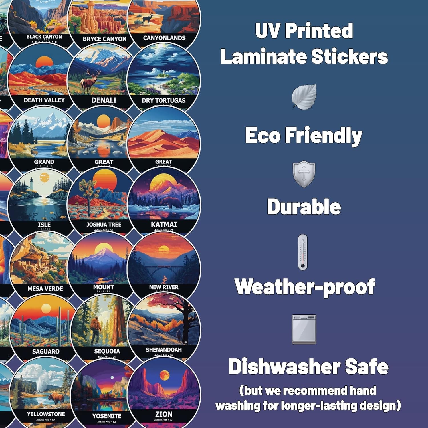 All 63 National Park Water Bottle Stickers – Vinyl, Waterproof & Fade-Resistant