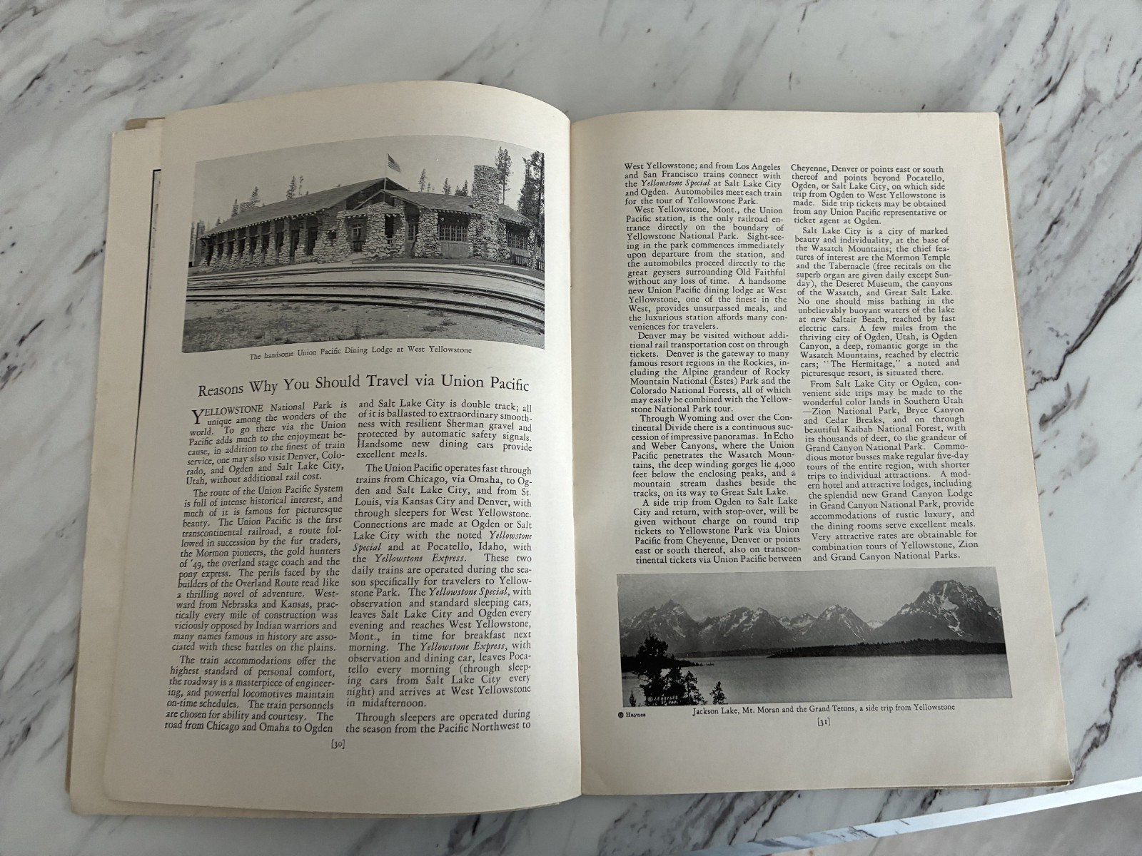 Vintage 1928 Union Pacific Yellowstone National Park Handbook Book With Map