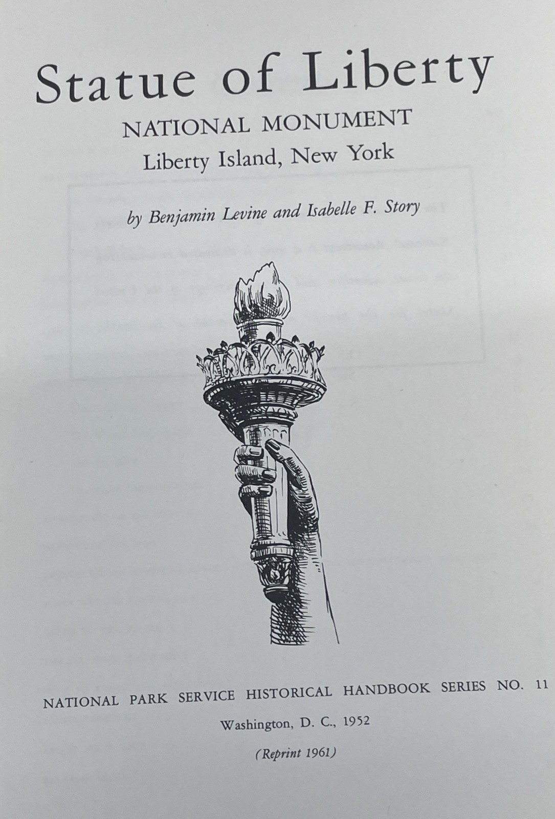 1961 Statue Of Liberty National Monument Historical Handbook No 11 Ntl Park Svc