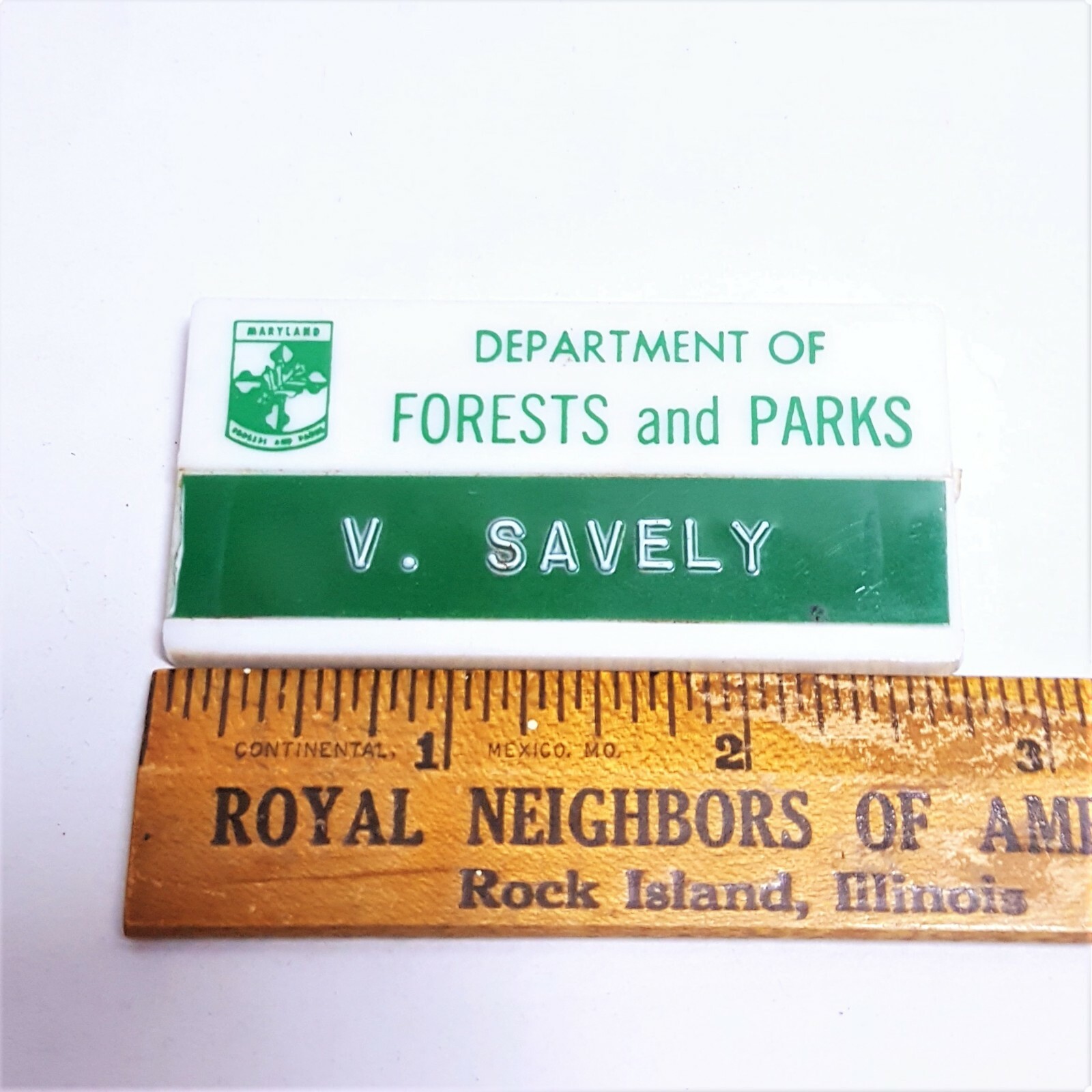 1960s Vintage U.S. Department Of Forests and Parks Service Name Tag Pin Badge