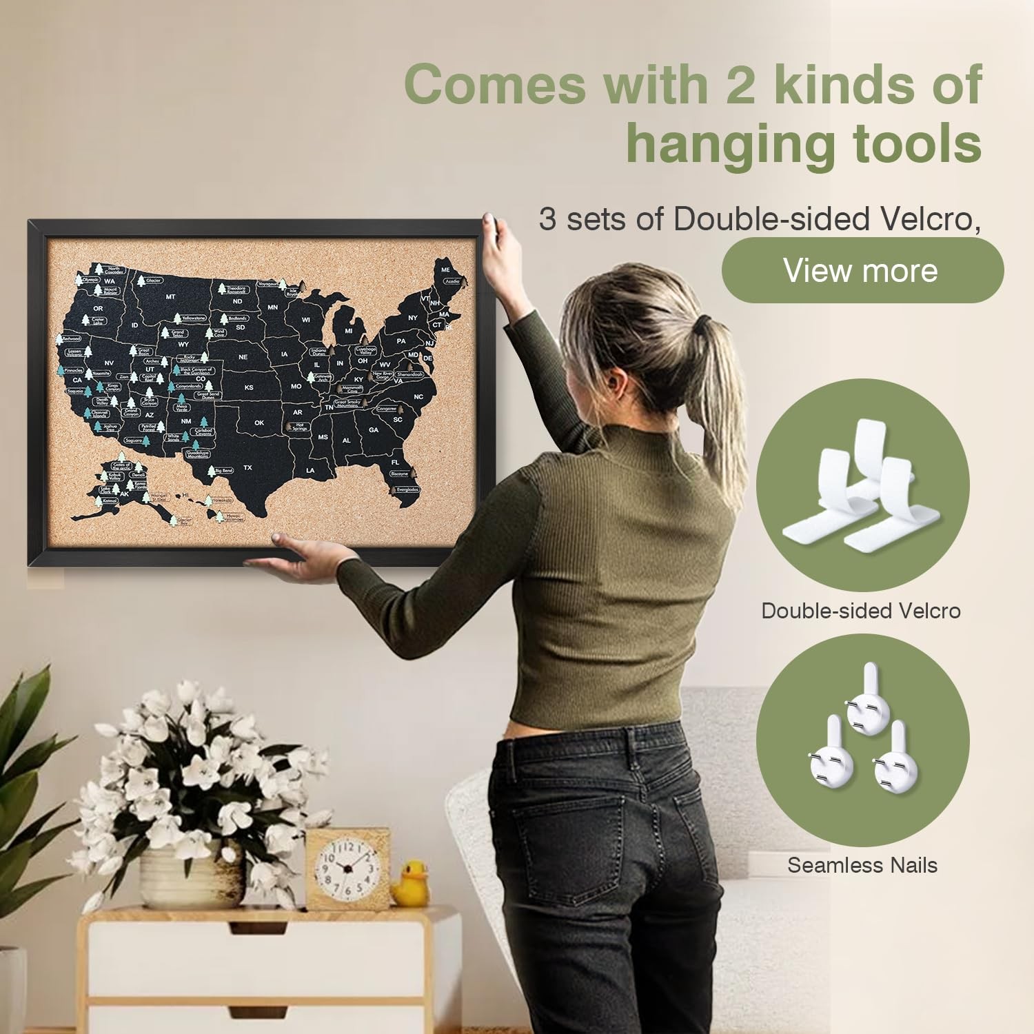 National Park Map, Premium Grade National Park Wall Decor, Equipped with a
