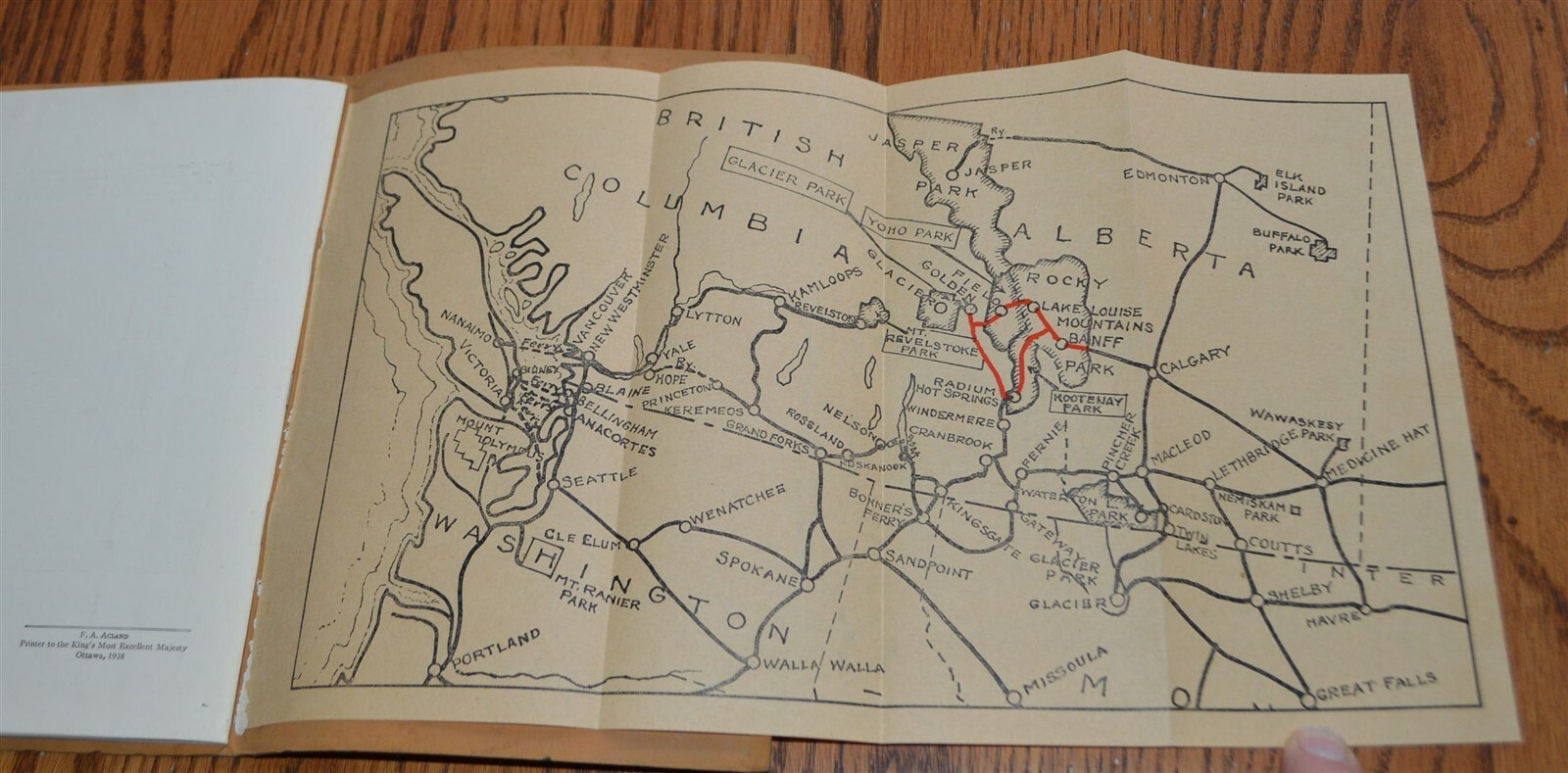 1928 Kicking Horse Trail Lake Louise to Golden BC Illustrated w/ Map