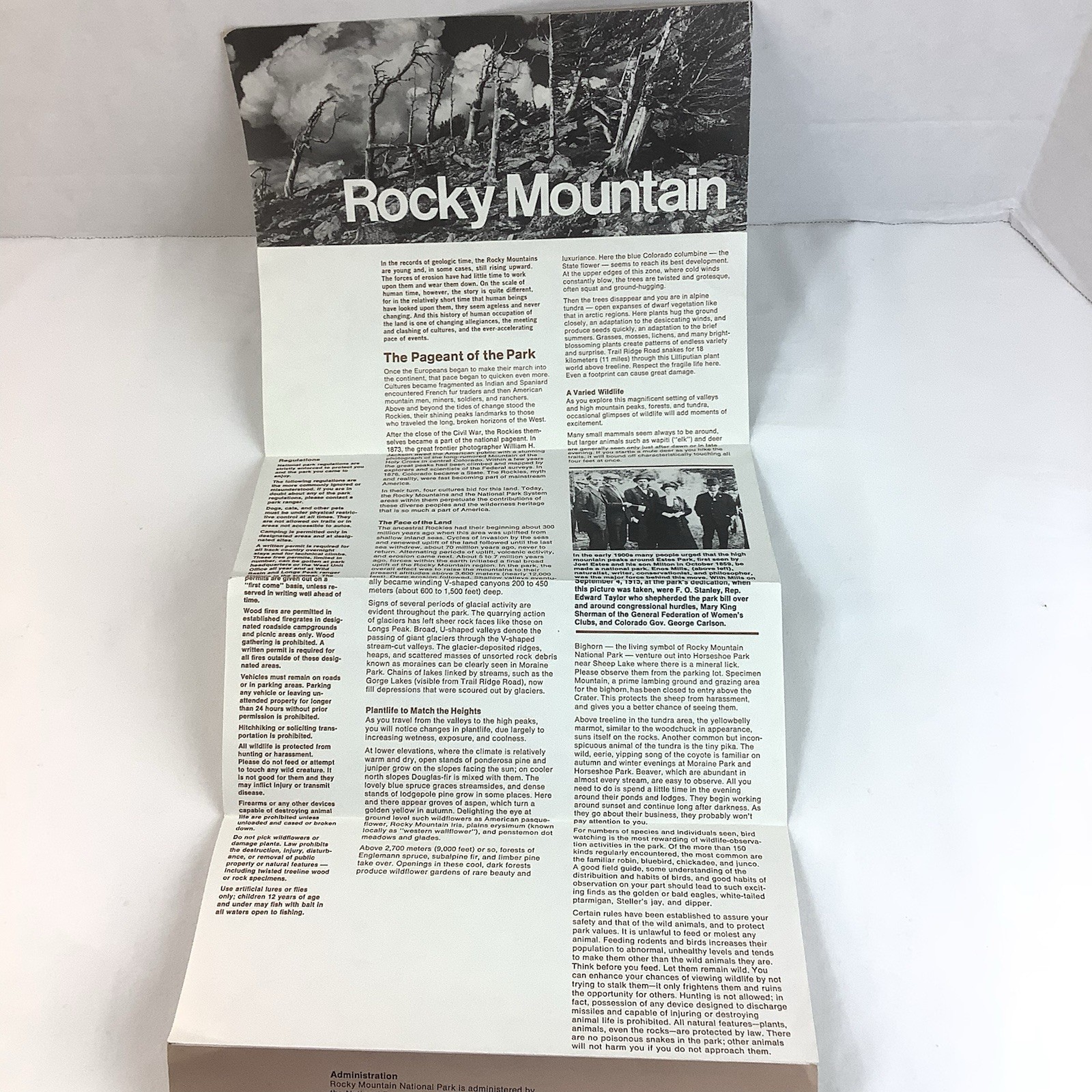 Rocky Mountain National Park Map & Tourist Guide 1980 The Rockies Bighorn Trails