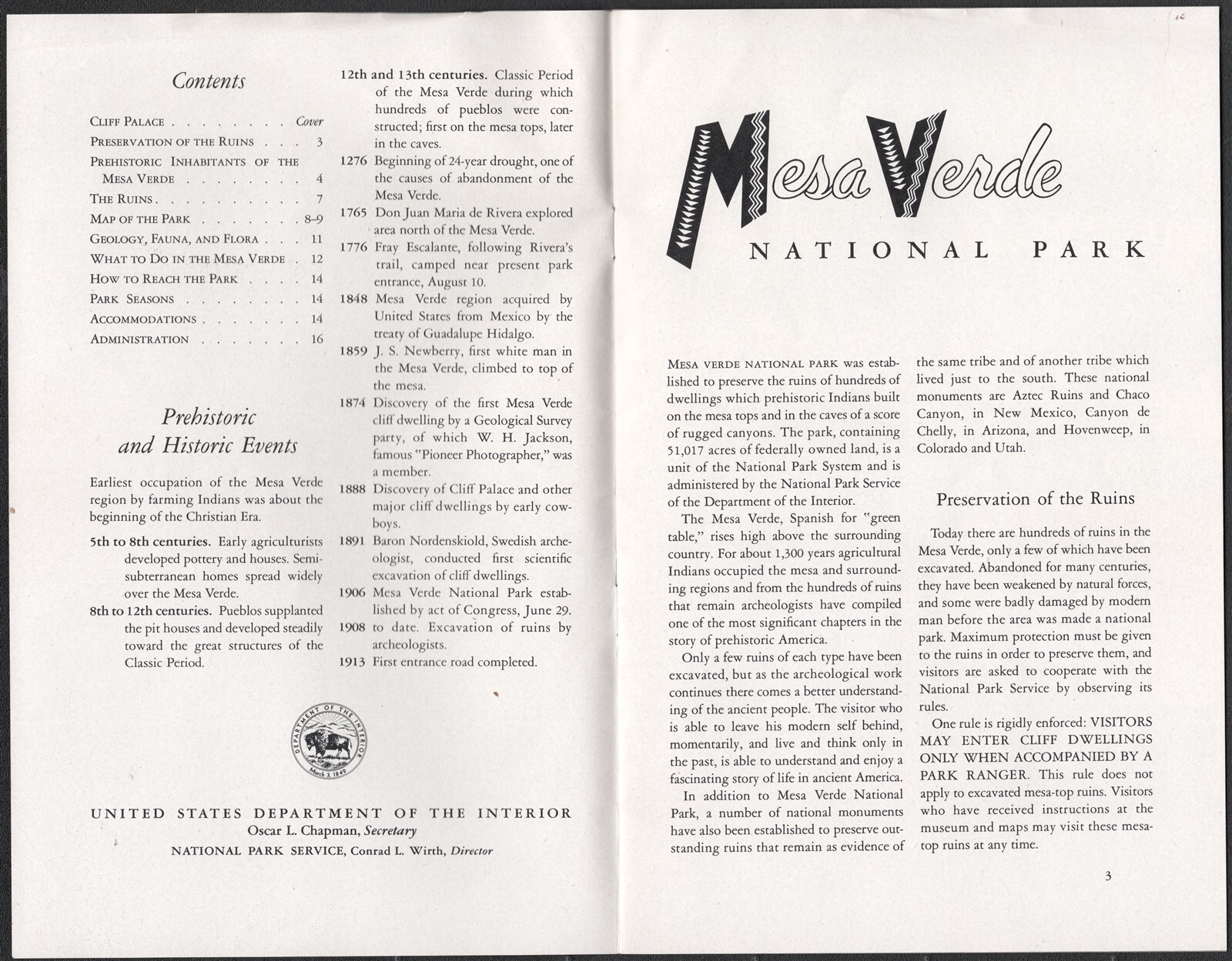1952 Mesa Verde National Park Colorado Souvenir Booklet