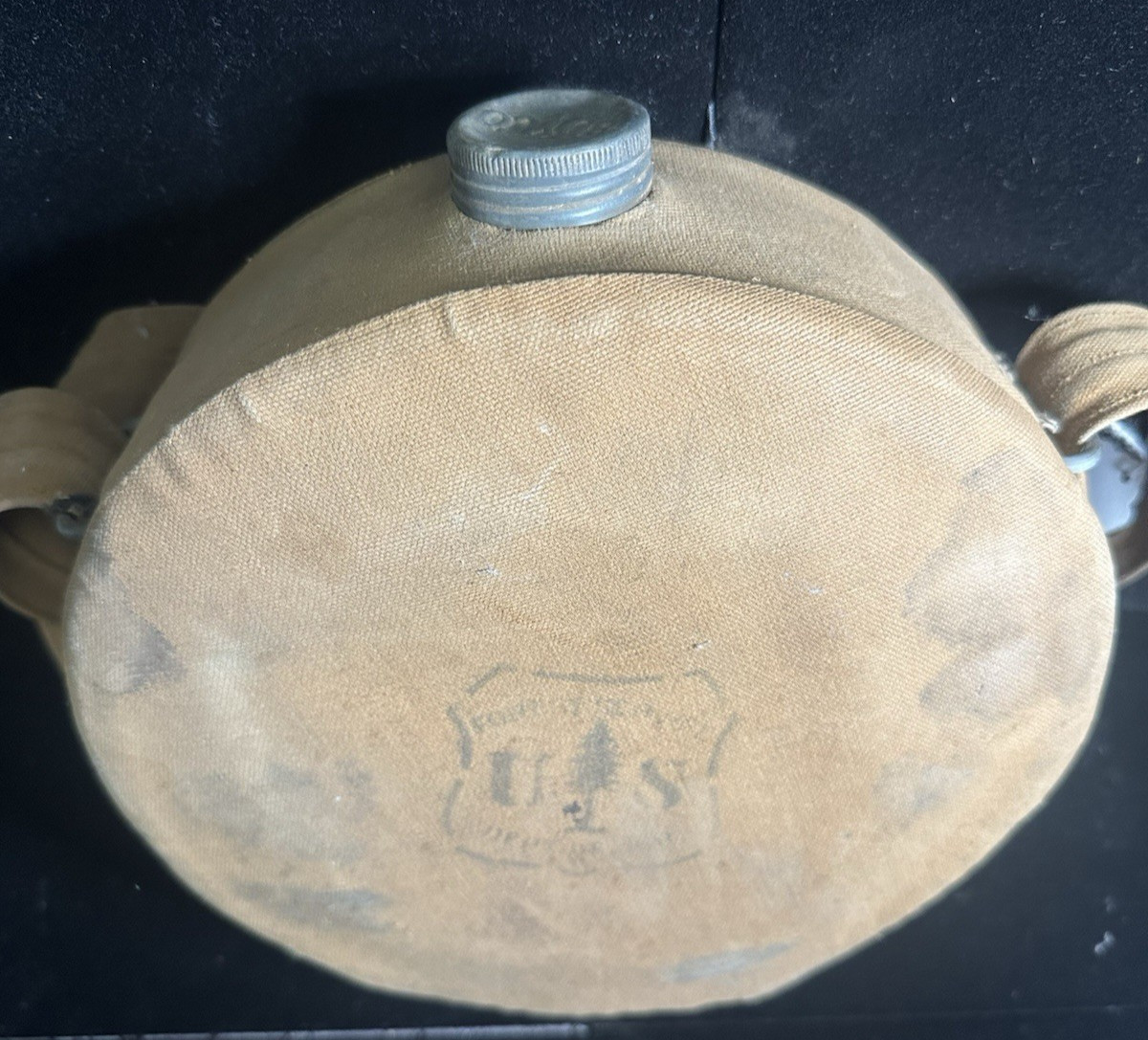 Vintage USFS Boyco Canvas Canteen U.S. Forest Service Round Water Bottle w/strap