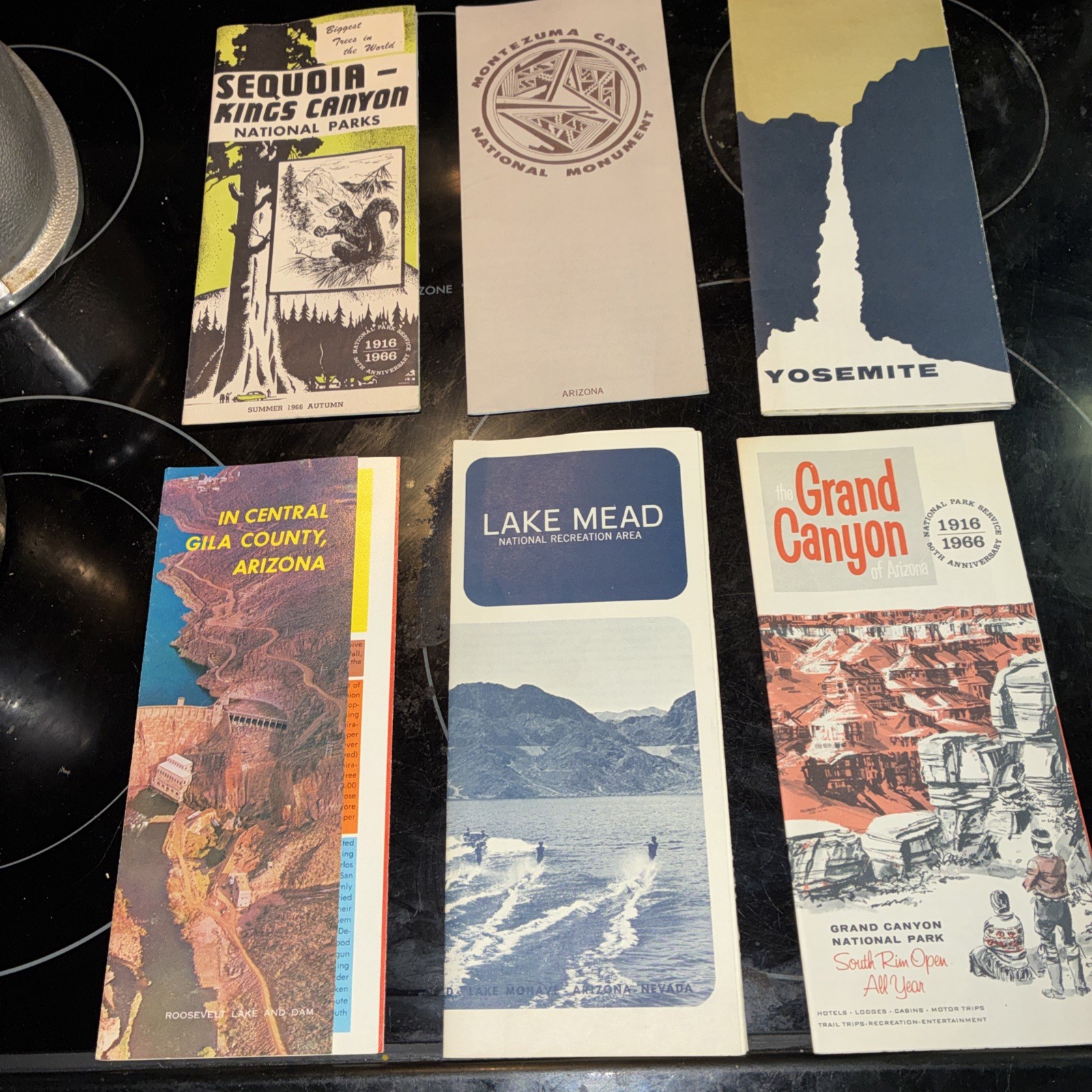 1966 Lot Of 6 National Park Brochure Grand Canyon Sequoia Mead Others