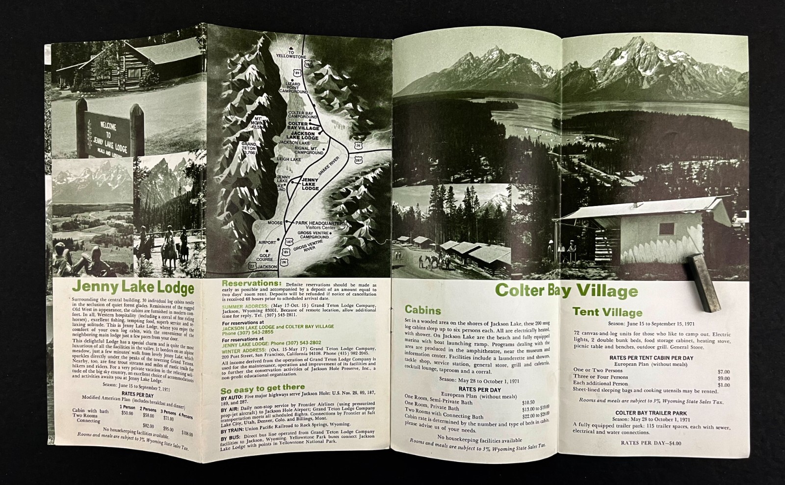 1971 Grand Teton National Park Wyoming Rates Information Vintage Travel Brochure