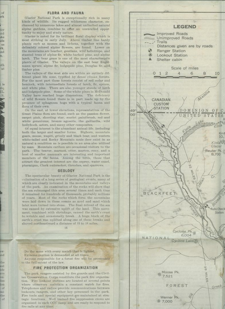 1938 Motorists Guide Waterton, Glacier National Park & International Peace Park,